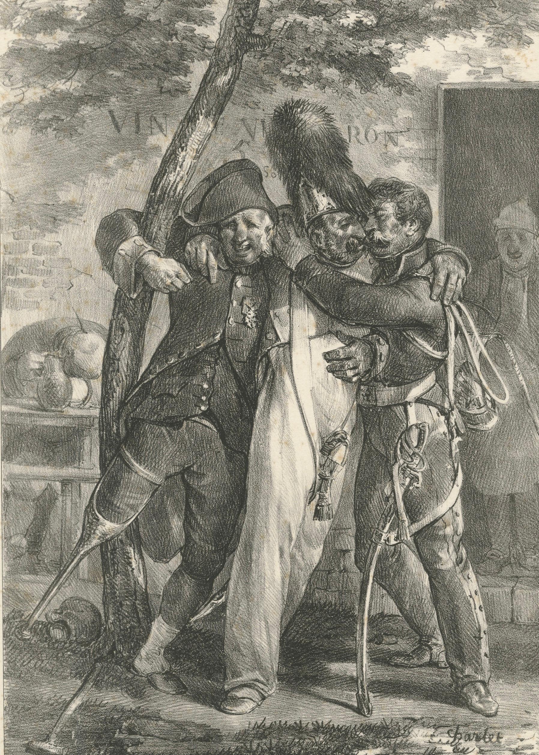 Les pénibles adieux – Charlet Napoleonic Soldiers Lithograph, c.1825