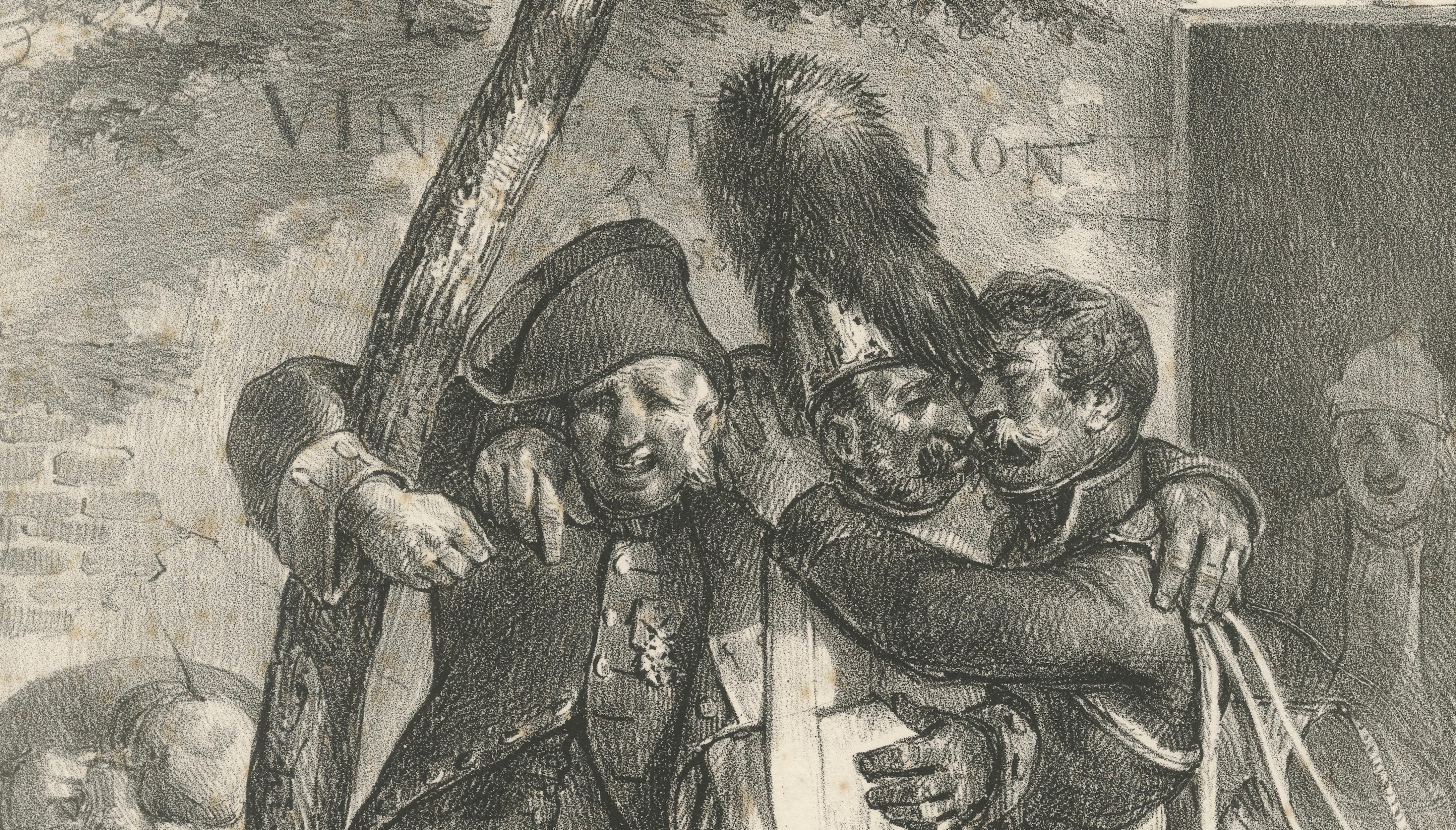 Les pénibles adieux – Charlet Napoleonic Soldiers Lithograph, c.1825