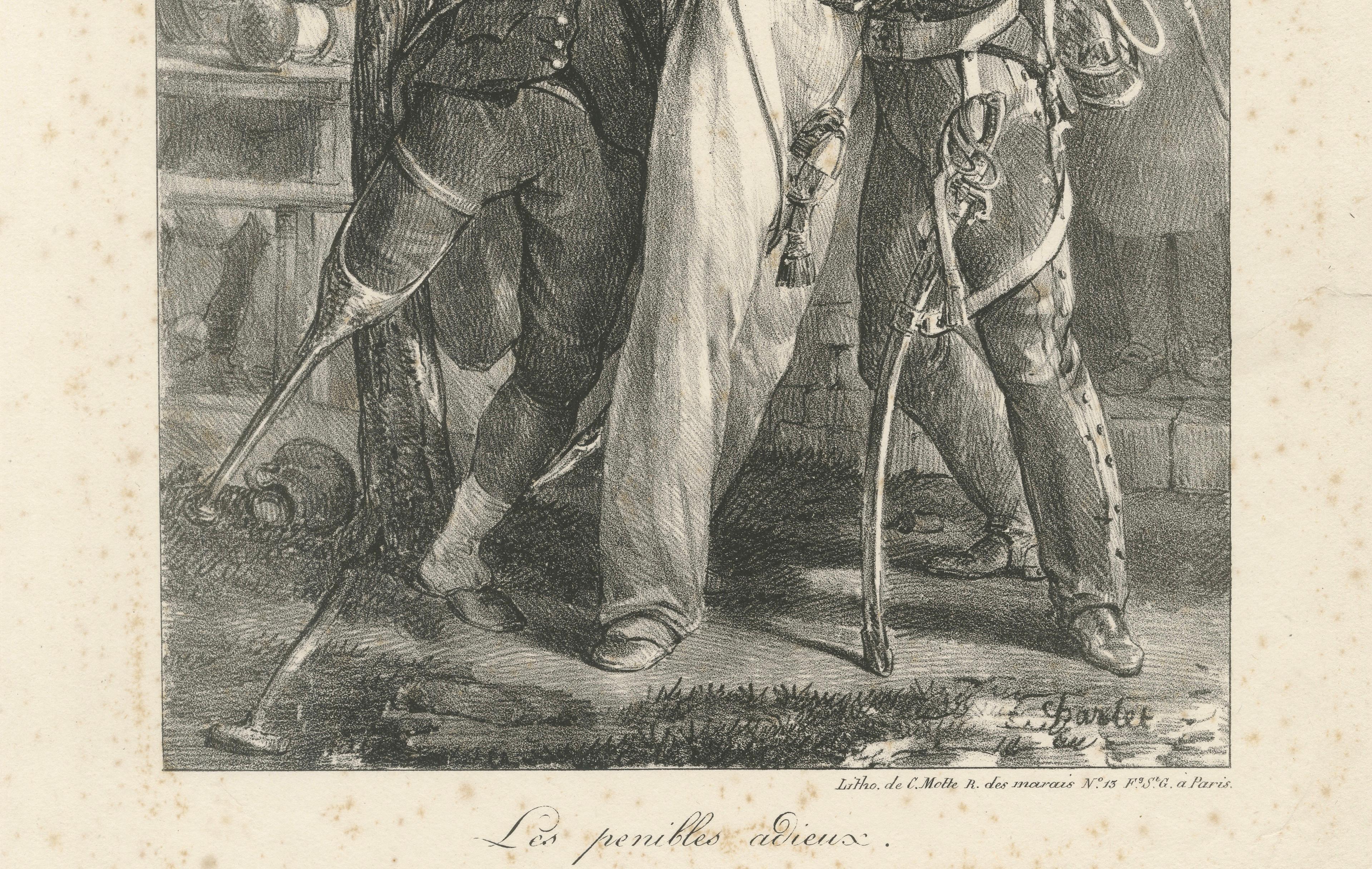 Les pénibles adieux – Charlet Napoleonic Soldiers Lithograph, c.1825
