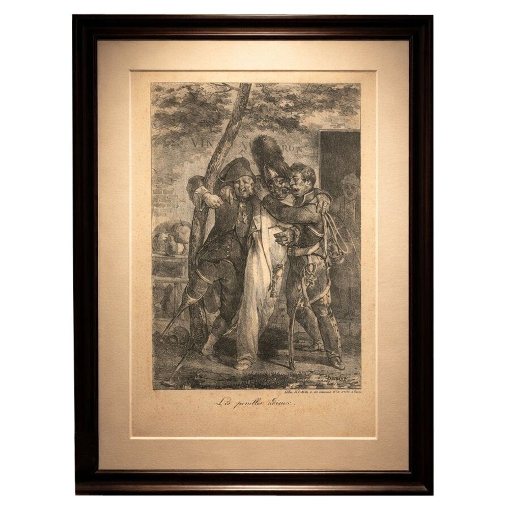 Les pénibles adieux – Charlet Napoleonic Soldiers Lithograph, c.1825