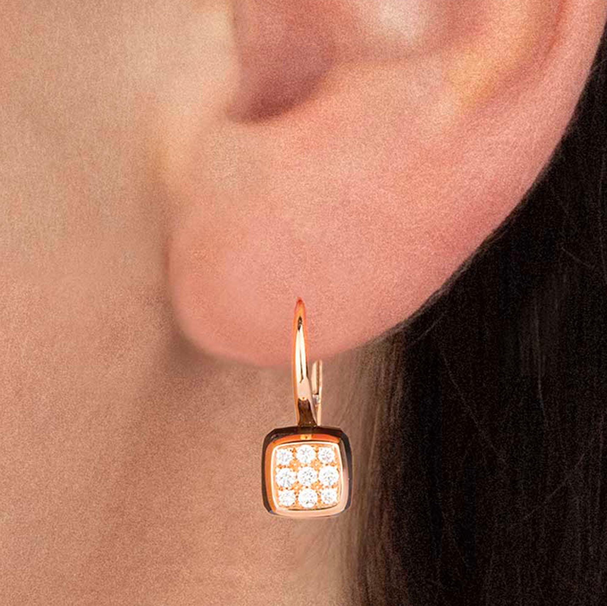 Round Cut Les Petits Bonbons Earrings Square with Smoky Quartz and Diamonds For Sale