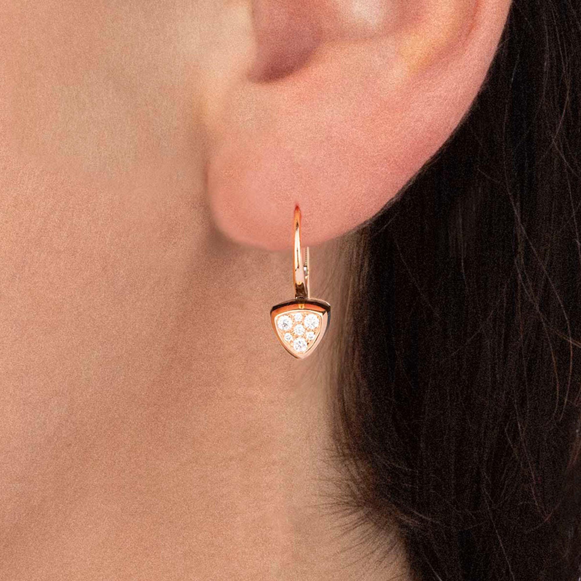 Round Cut Les Petits Bonbons Earrings Triangle with Smoky Quartz and Diamonds For Sale