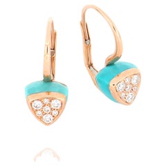 Les Petits Bonbons Earrings Triangle with Turquoise and Diamonds