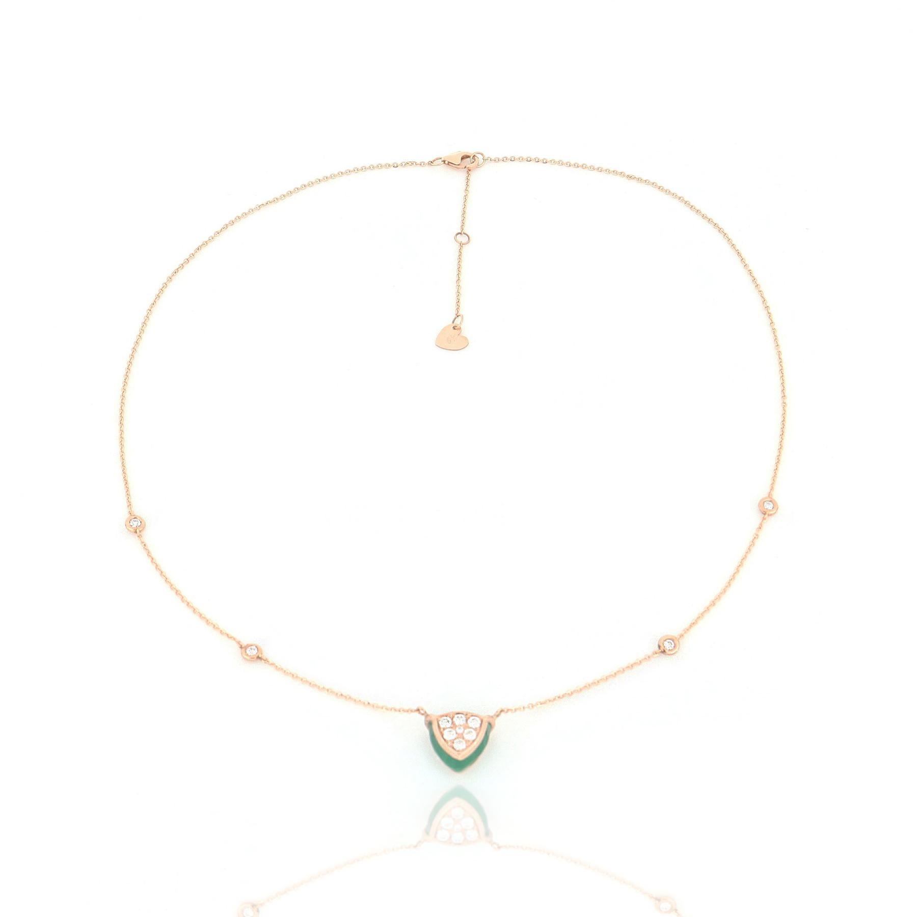Round Cut Les Petits Bonbons Necklace Square with Green Onyx and Diamonds For Sale