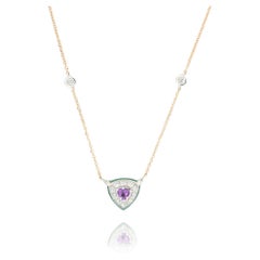 Les Petits Bonbons Necklace Triangle with Amethyst, Green Onyx and Diamonds