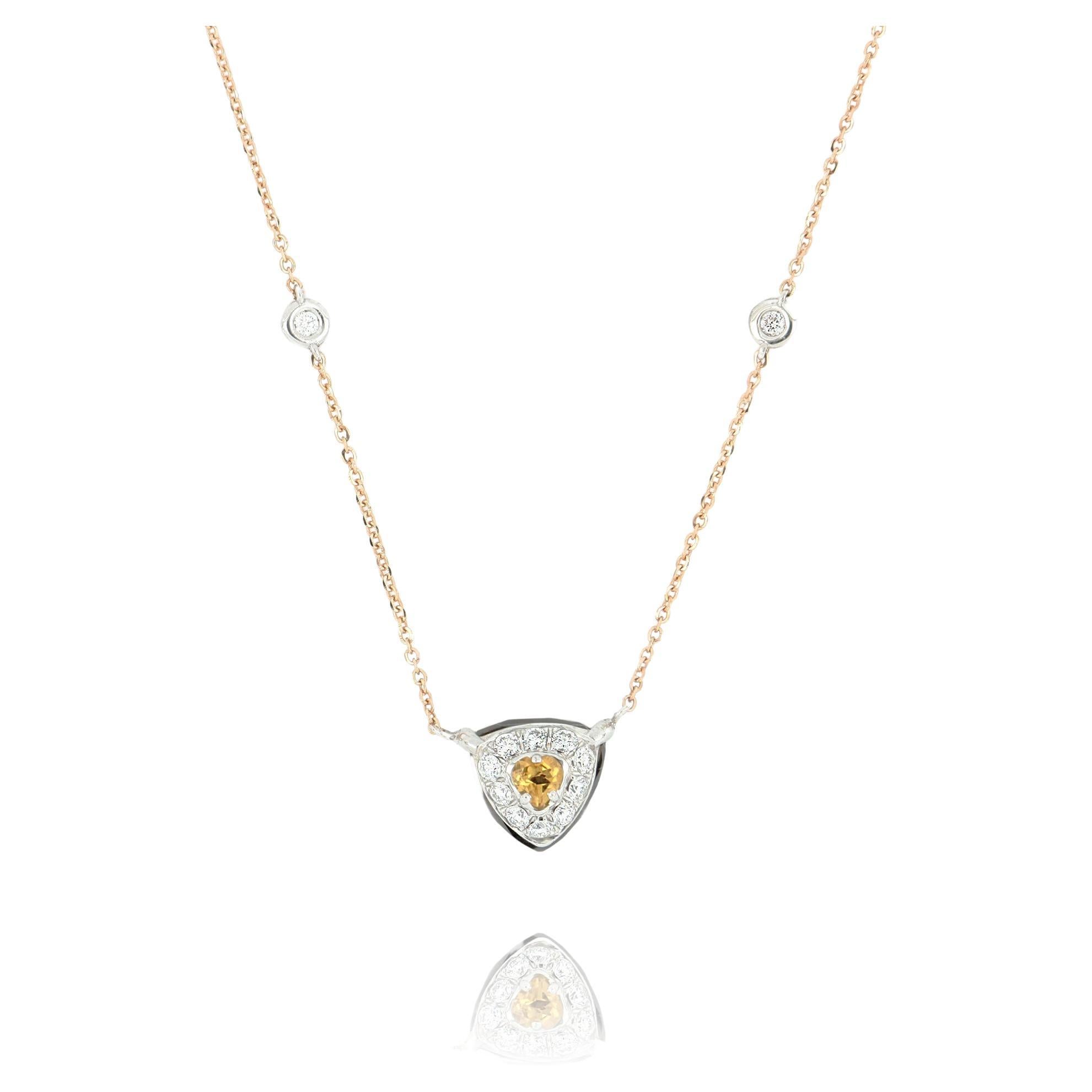 Les Petits Bonbons-Halskette, Dreieck mit Citrin, Rauchquarz und Diamanten im Angebot