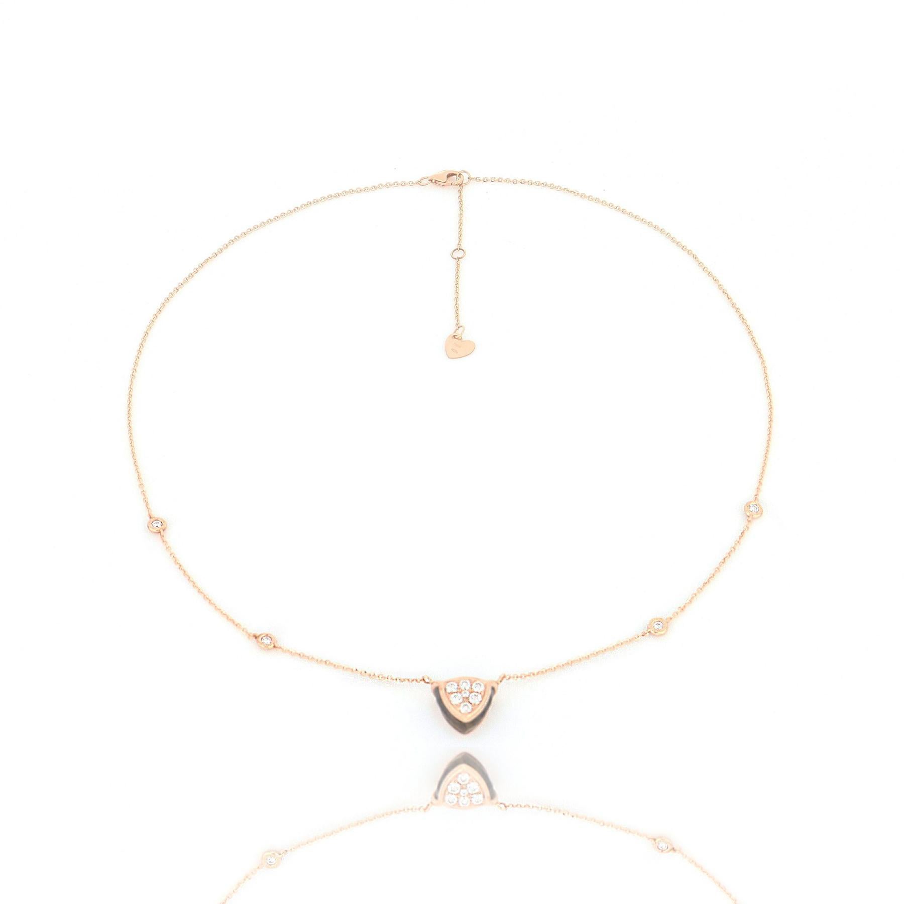 Contemporary Les Petits Bonbons Necklace Triangle with Smoky Quartz and Diamonds For Sale