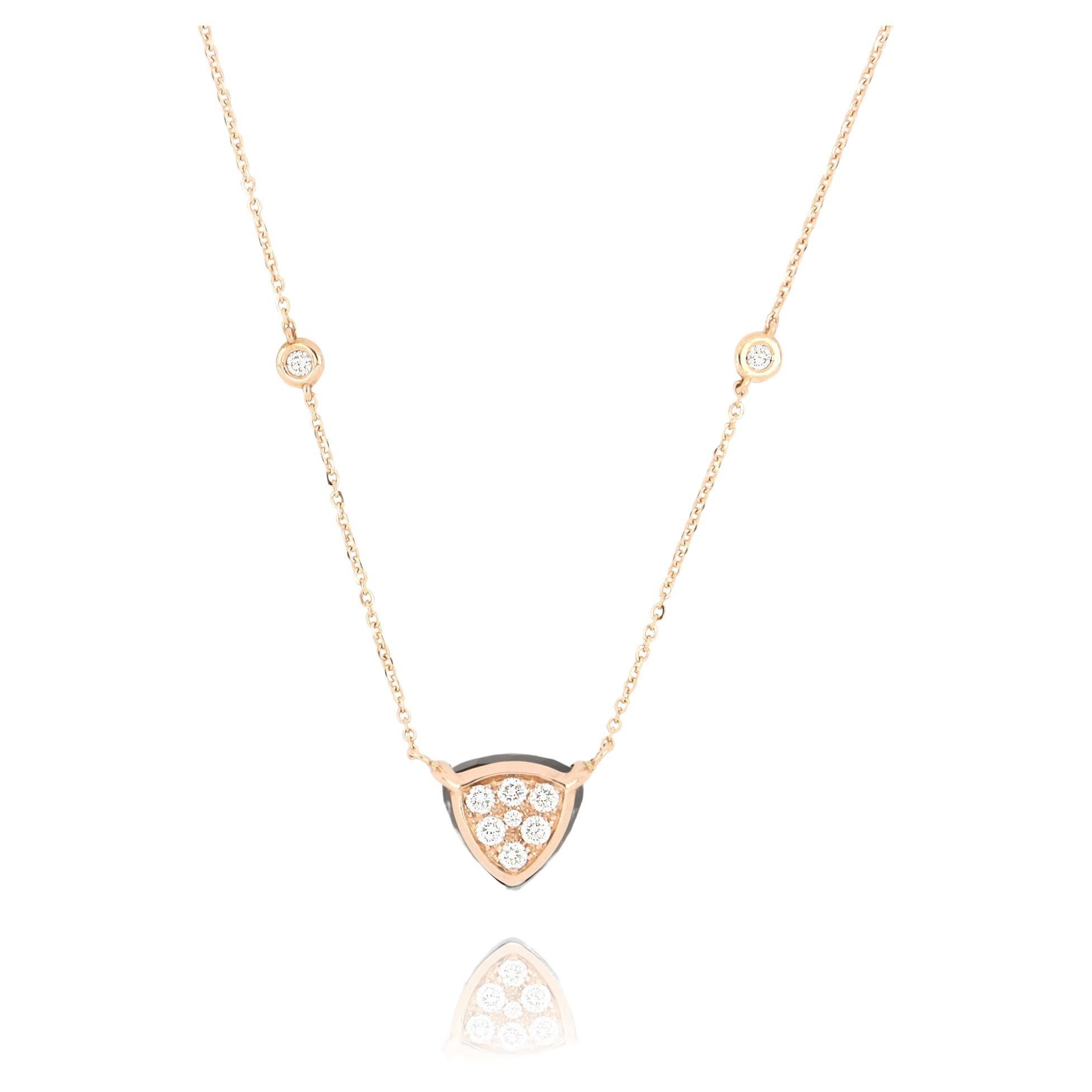 Les Petits Bonbons Necklace Triangle with Smoky Quartz and Diamonds For Sale