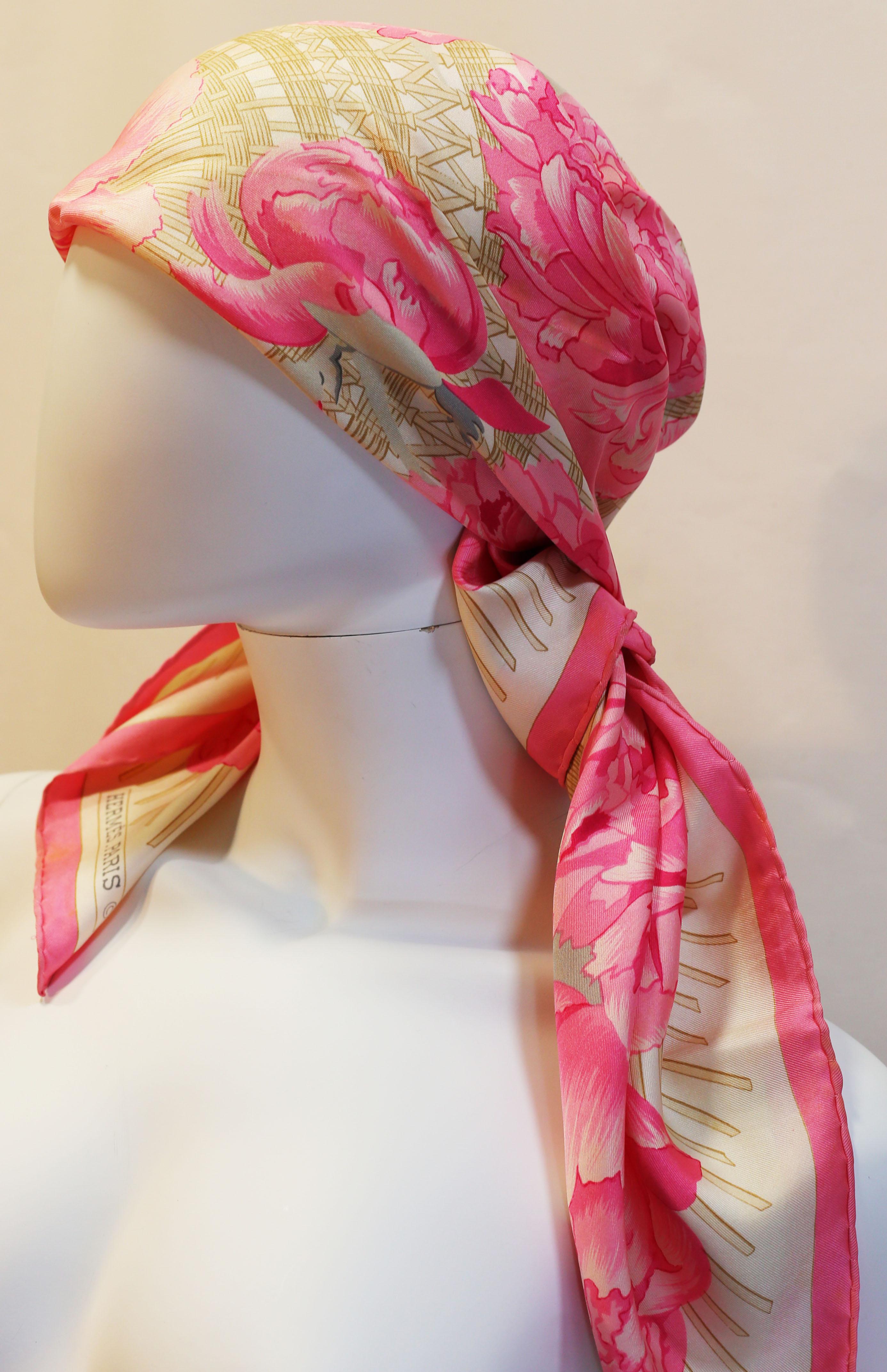 Les Pivoines Hermes silk scarf by Christiane Vauzelles 3