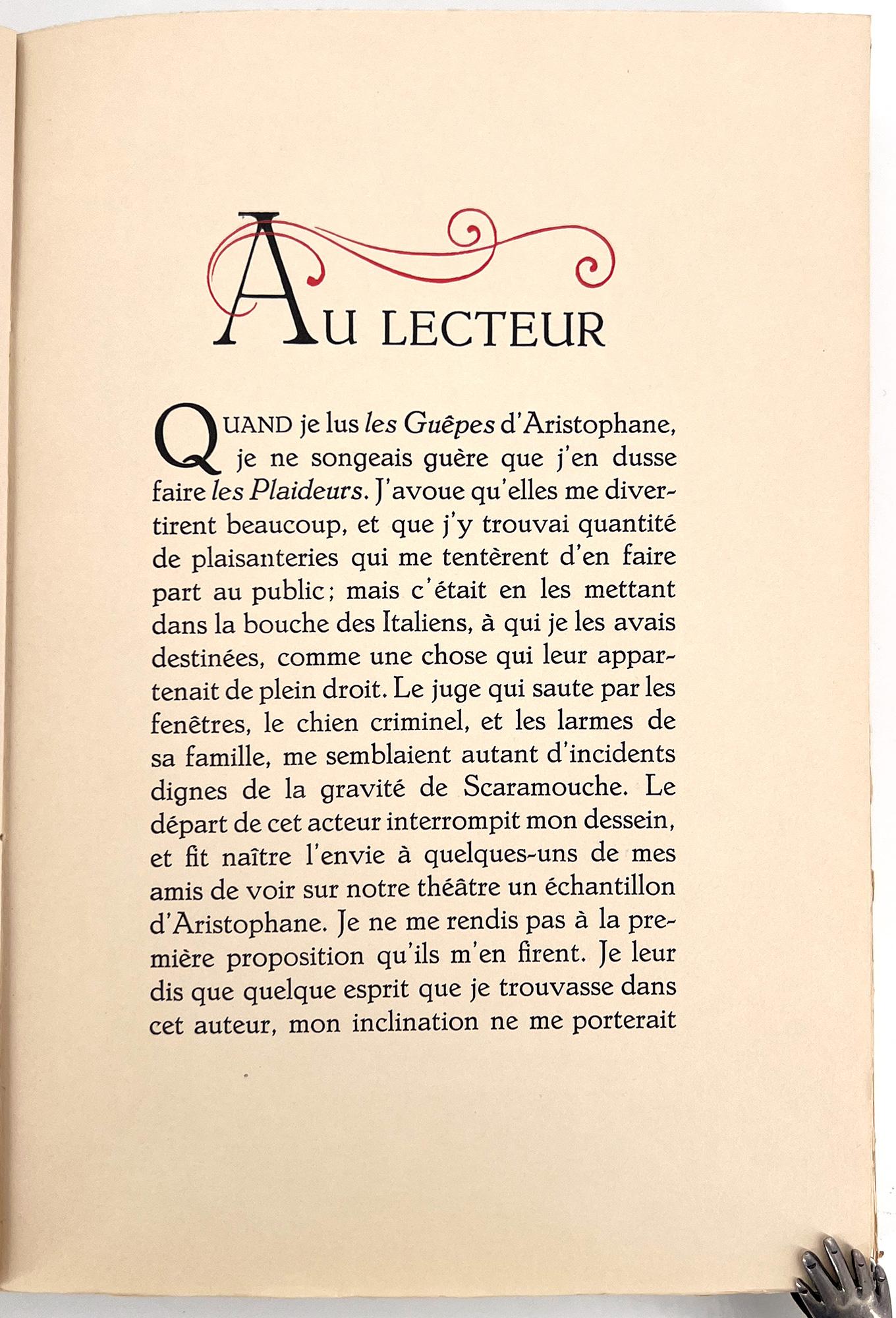 Les Plaideurs von Jean Racine / Les Bibliophiles du Palais im Zustand „Hervorragend“ im Angebot in Middletown, NY