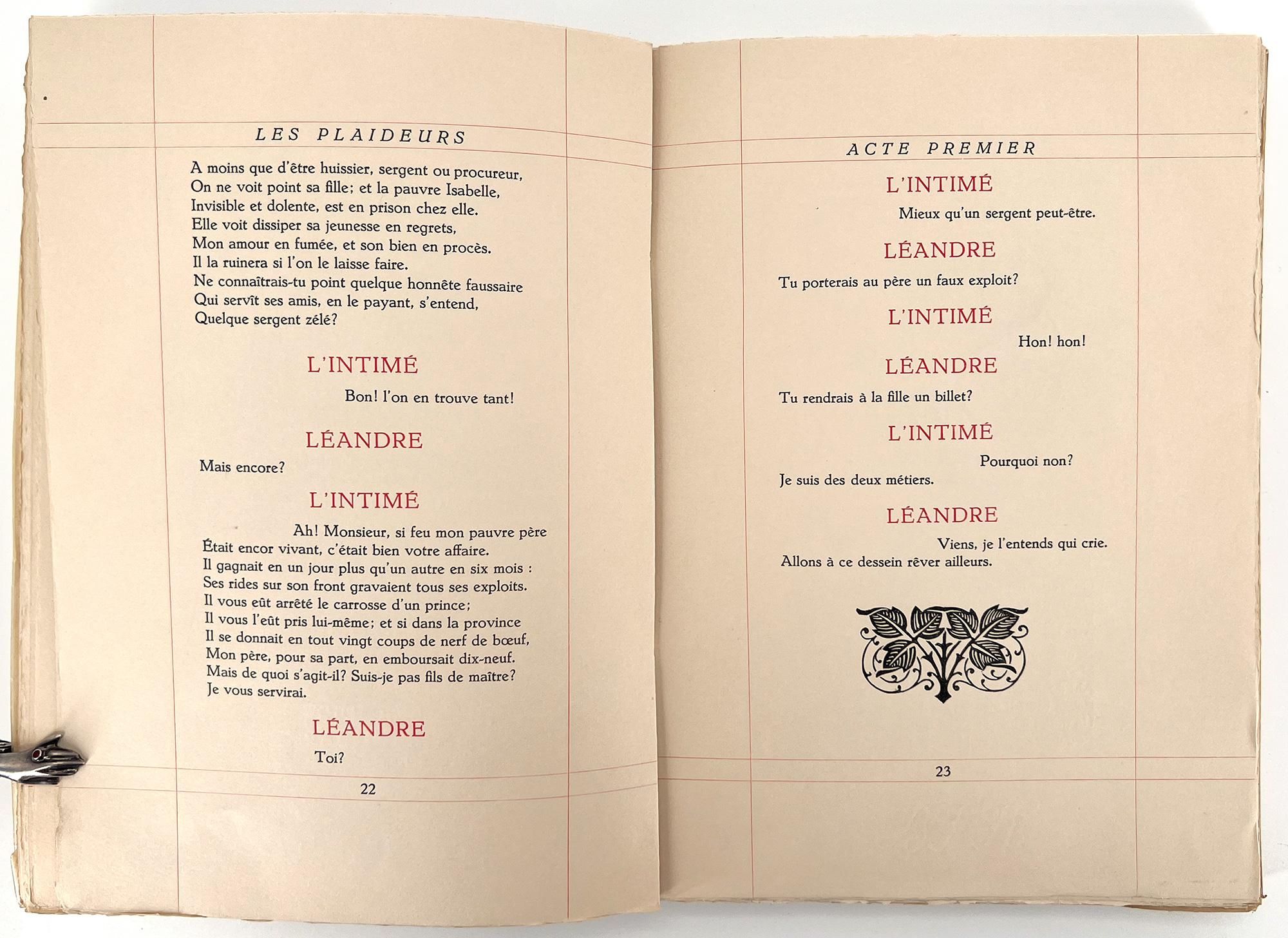 Les Plaideurs von Jean Racine / Les Bibliophiles du Palais (Leder) im Angebot