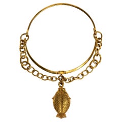 Les Poissons Jumeaux by Line Vautrin, Gilt Bronze Necklace