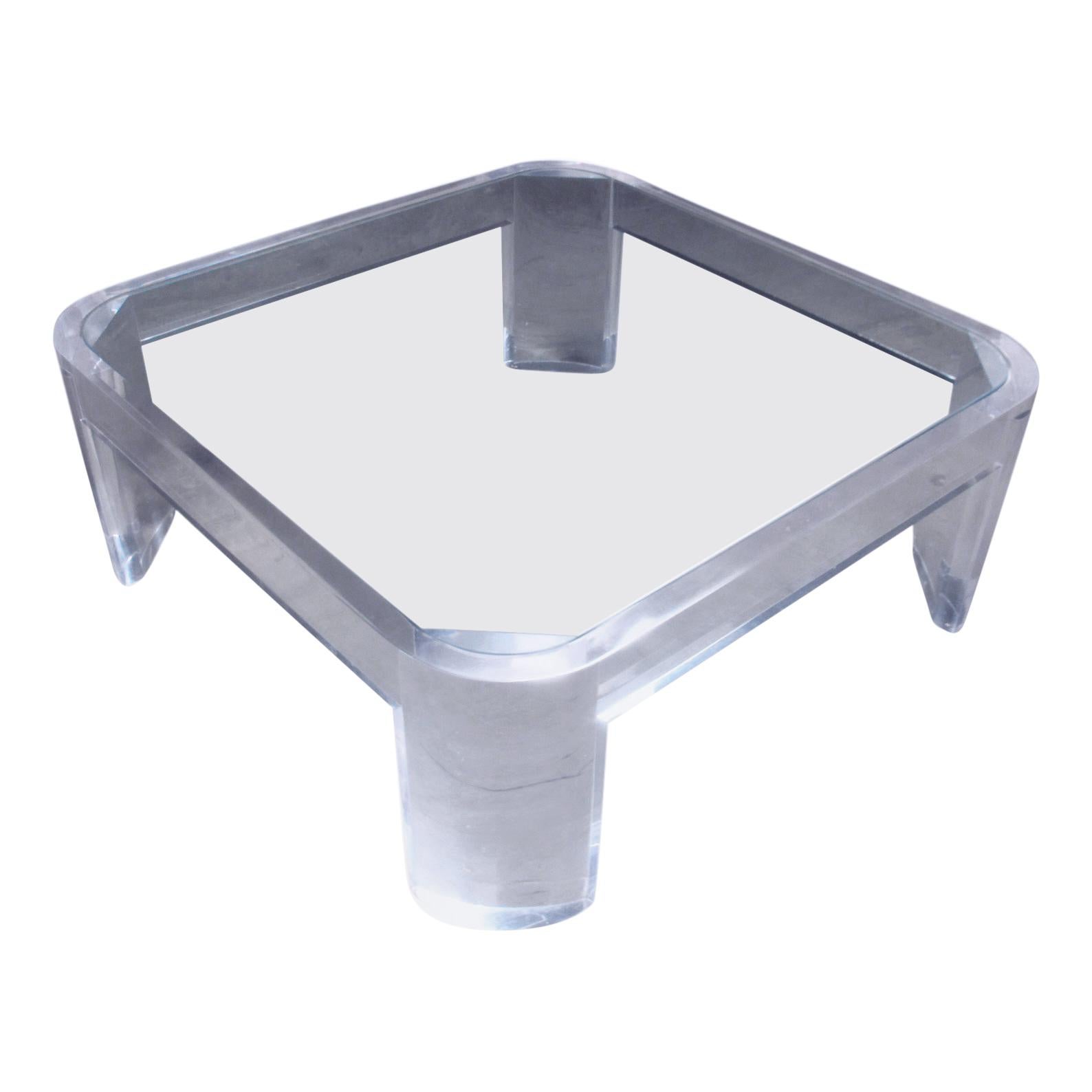 Les Prismatiques Lucite and Glass Coffee Table