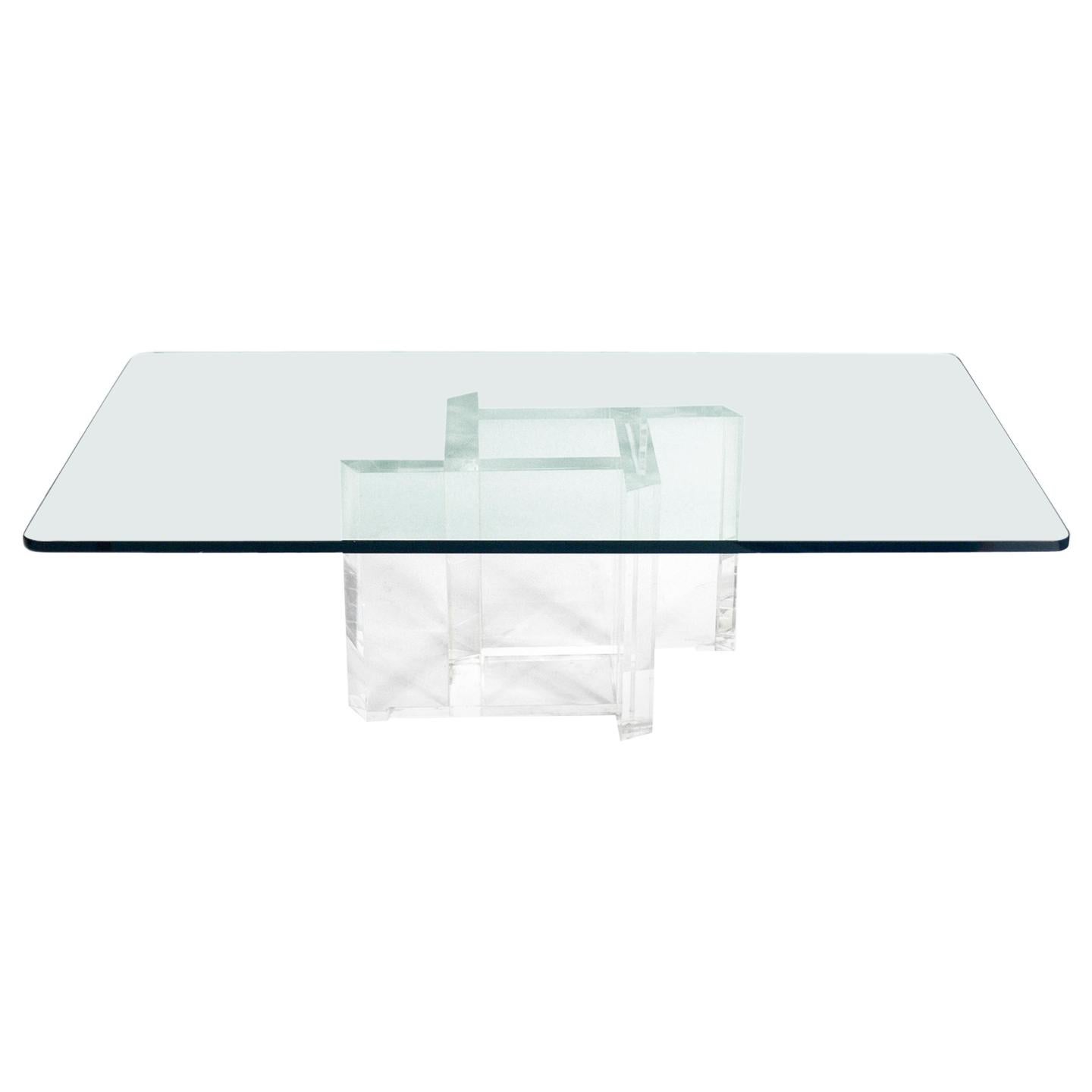 Les Prismatiques Lucite and Glass Coffee Table