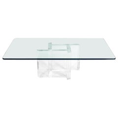 Les Prismatiques Lucite and Glass Coffee Table