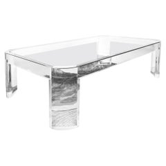 Vintage Les Prismatiques Lucite and Glass Rectangular "Luna" Cocktail Table