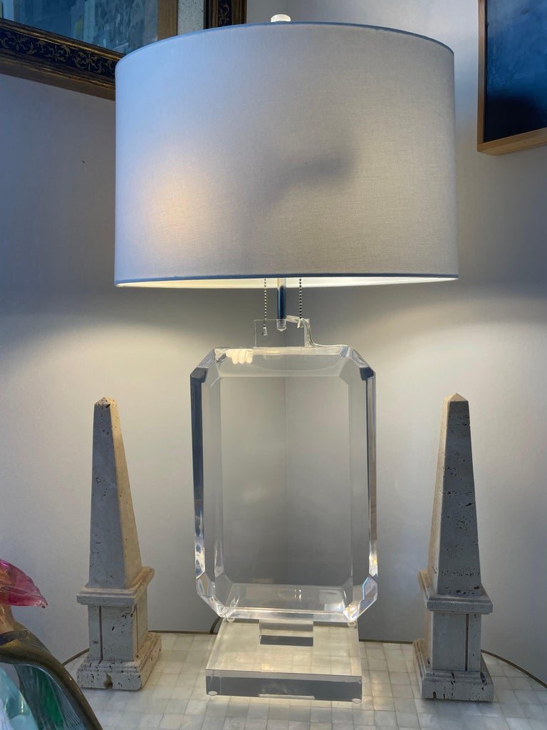 Modern Les Prismatiques Lucite Table Lamp For Sale