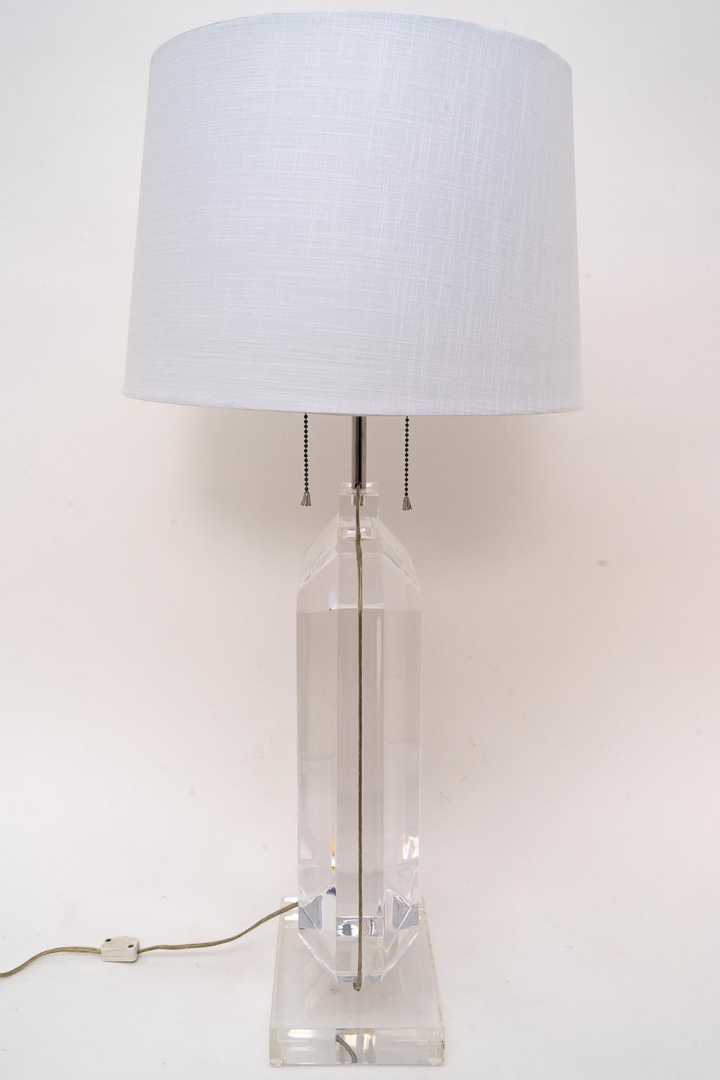 Modern Les Prismatiques Lucite Table Lamp