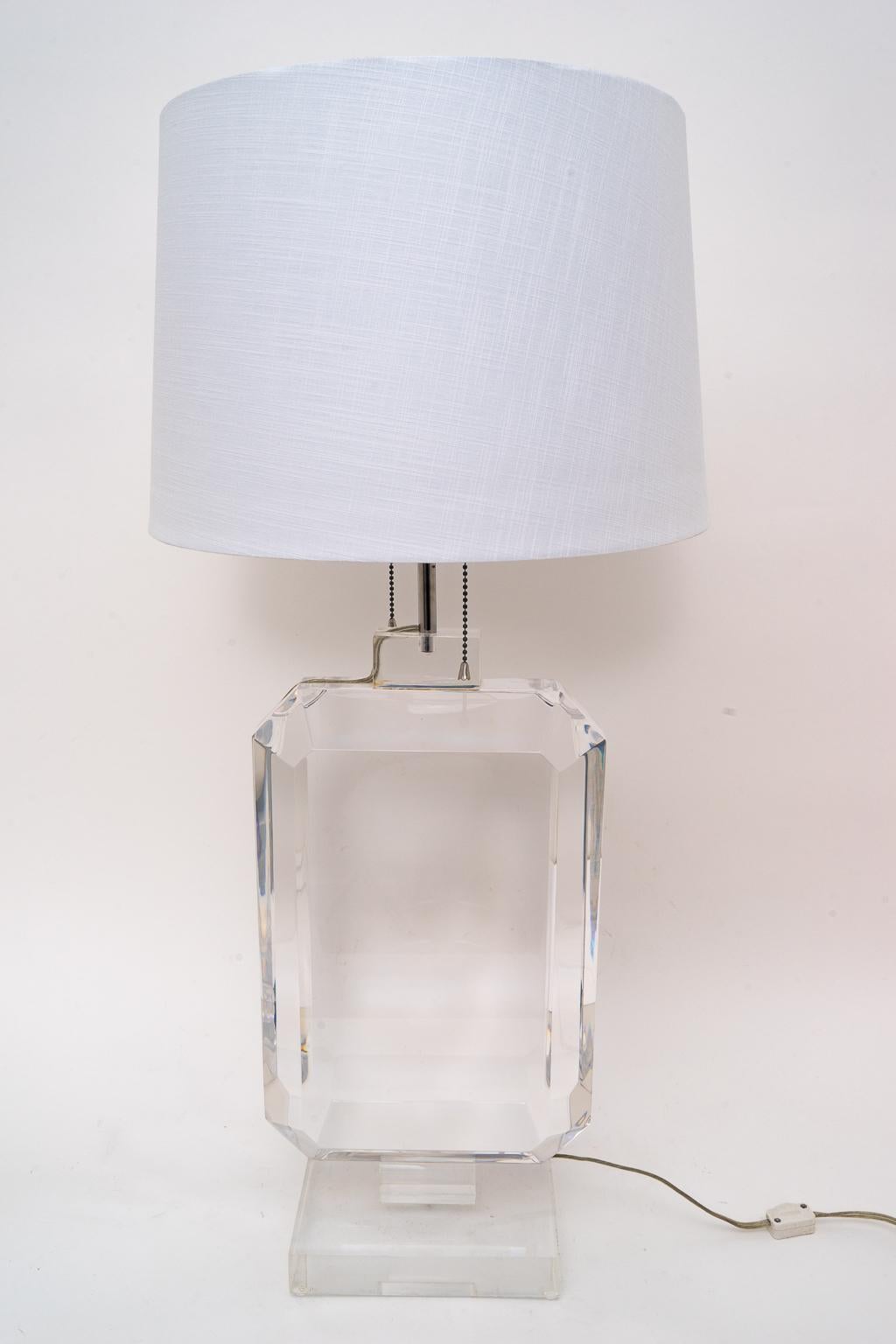 North American Les Prismatiques Lucite Table Lamp
