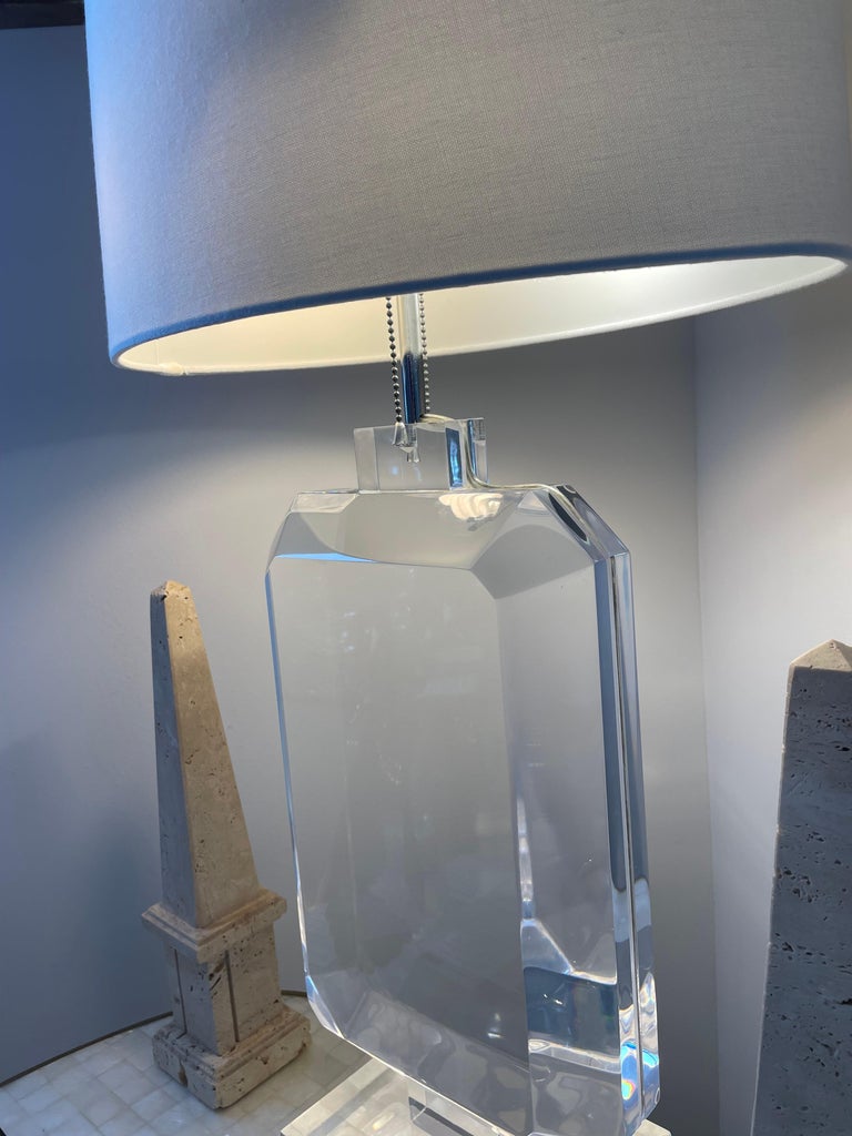 Molded Les Prismatiques Lucite Table Lamp For Sale