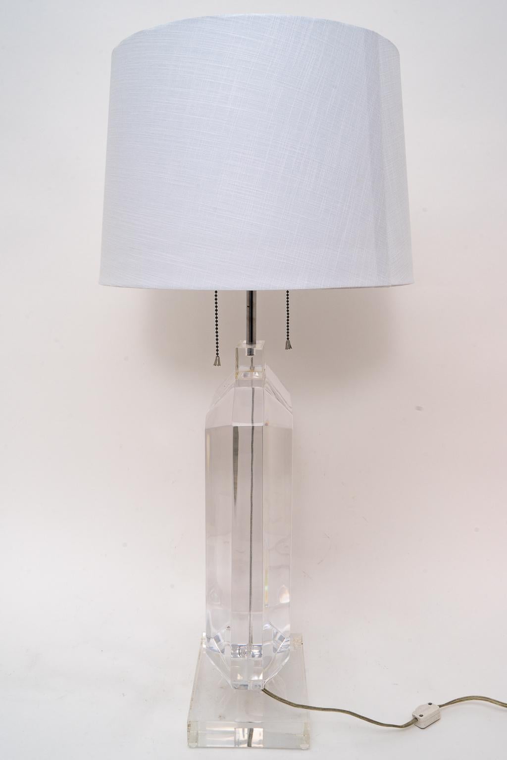 Molded Les Prismatiques Lucite Table Lamp