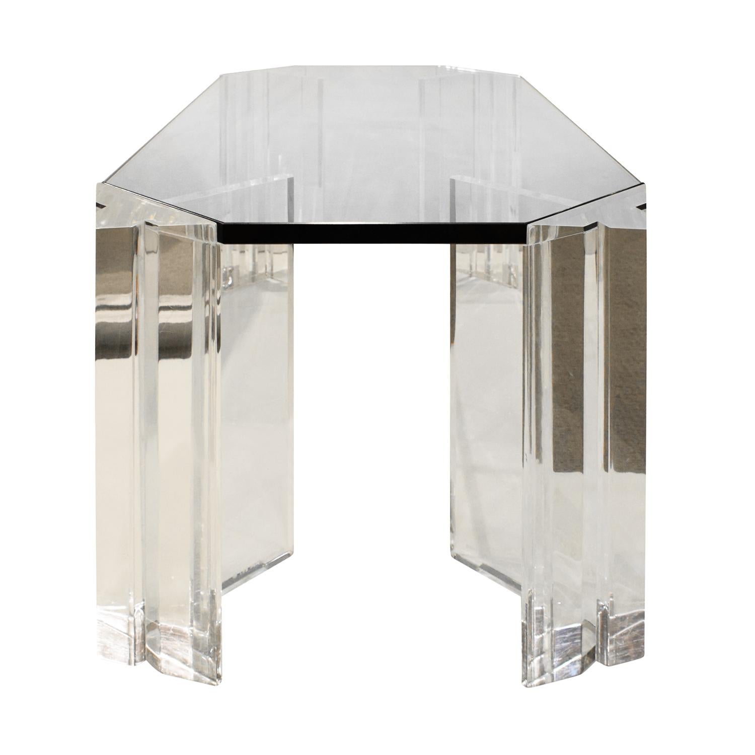 Mid-Century Modern Les Prismatiques Sculptural Coffee Table in Lucite and Glass, 1970s 'Signed' For Sale