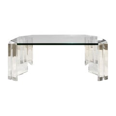 Les Prismatiques Sculptural Coffee Table in Lucite and Glass, 1970s 'Signed'