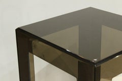 Les Prismatiques Smoke Lucite Side Table, Cube End Table