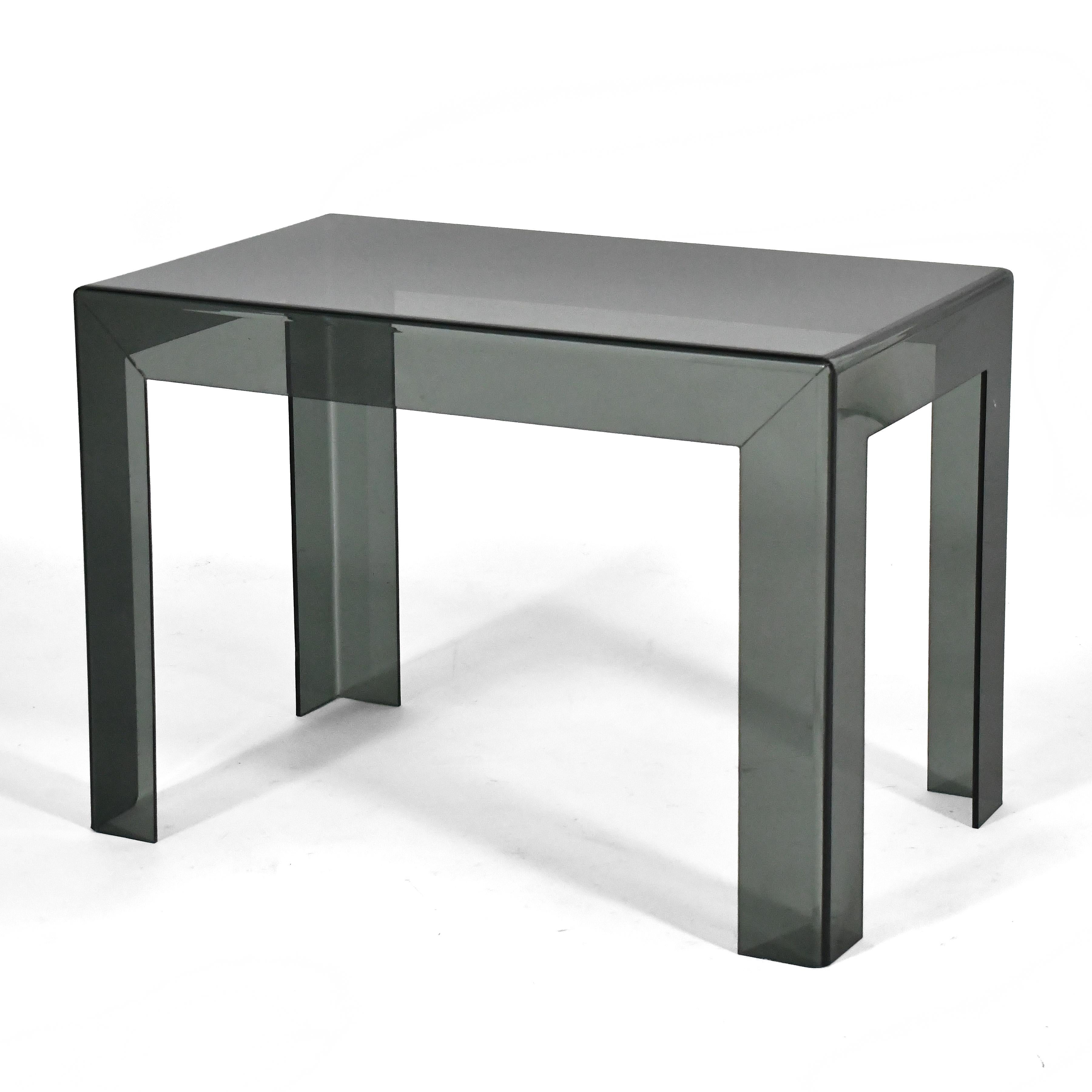 Les Prismatiques Smoked Lucite Side \ End Table In Good Condition For Sale In Highland, IN