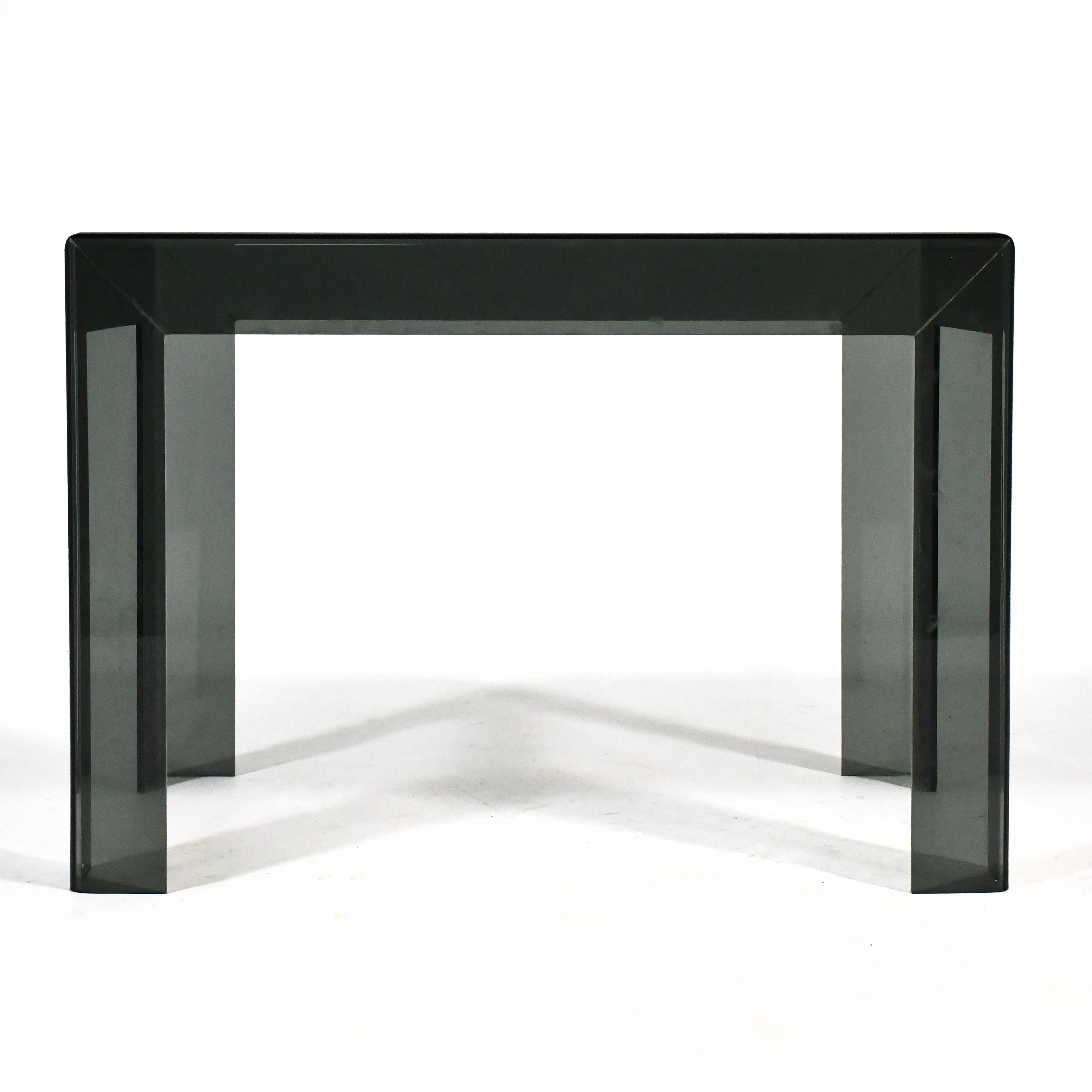 Late 20th Century Les Prismatiques Smoked Lucite Side \ End Table For Sale