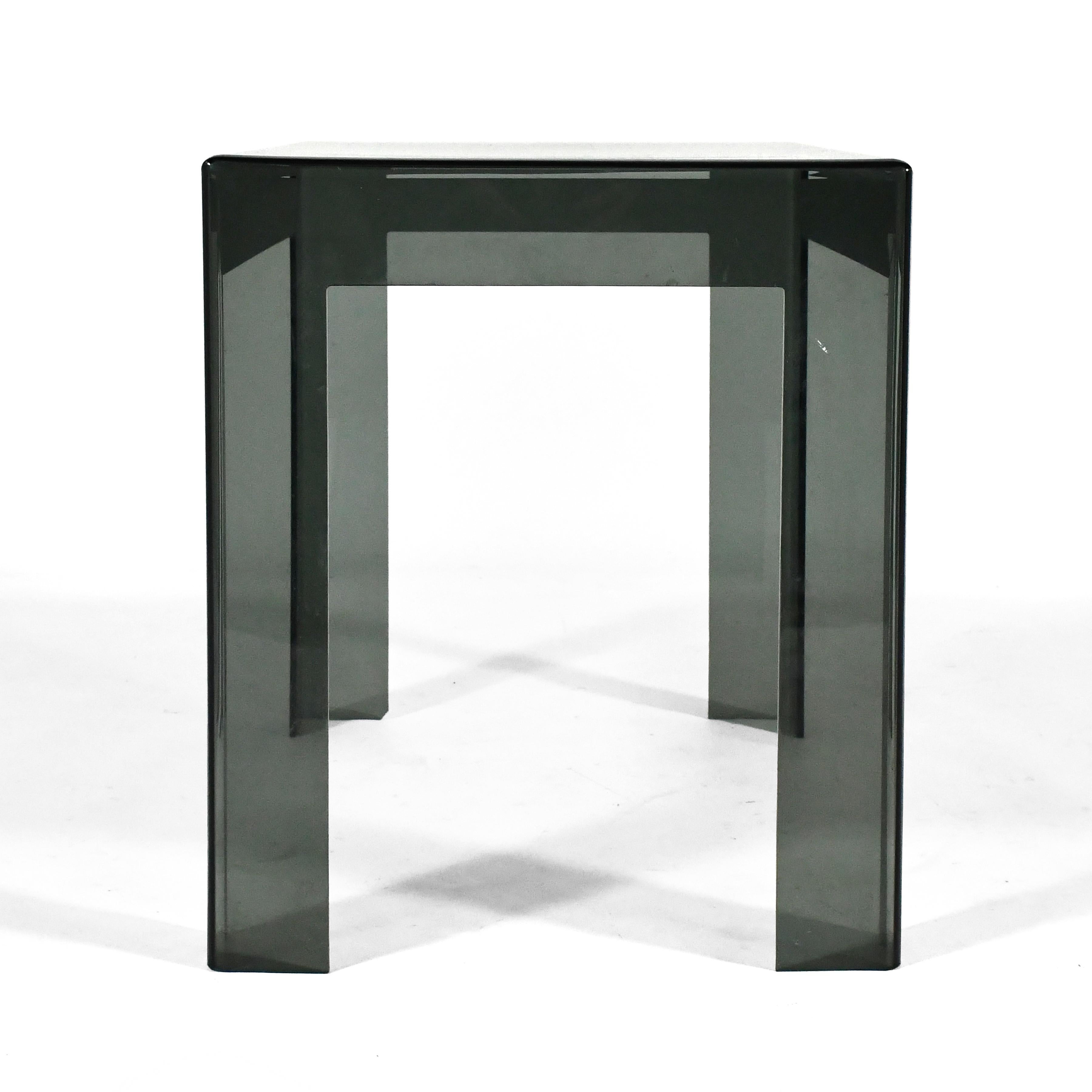 Les Prismatiques Smoked Lucite Side \ End Table For Sale 1