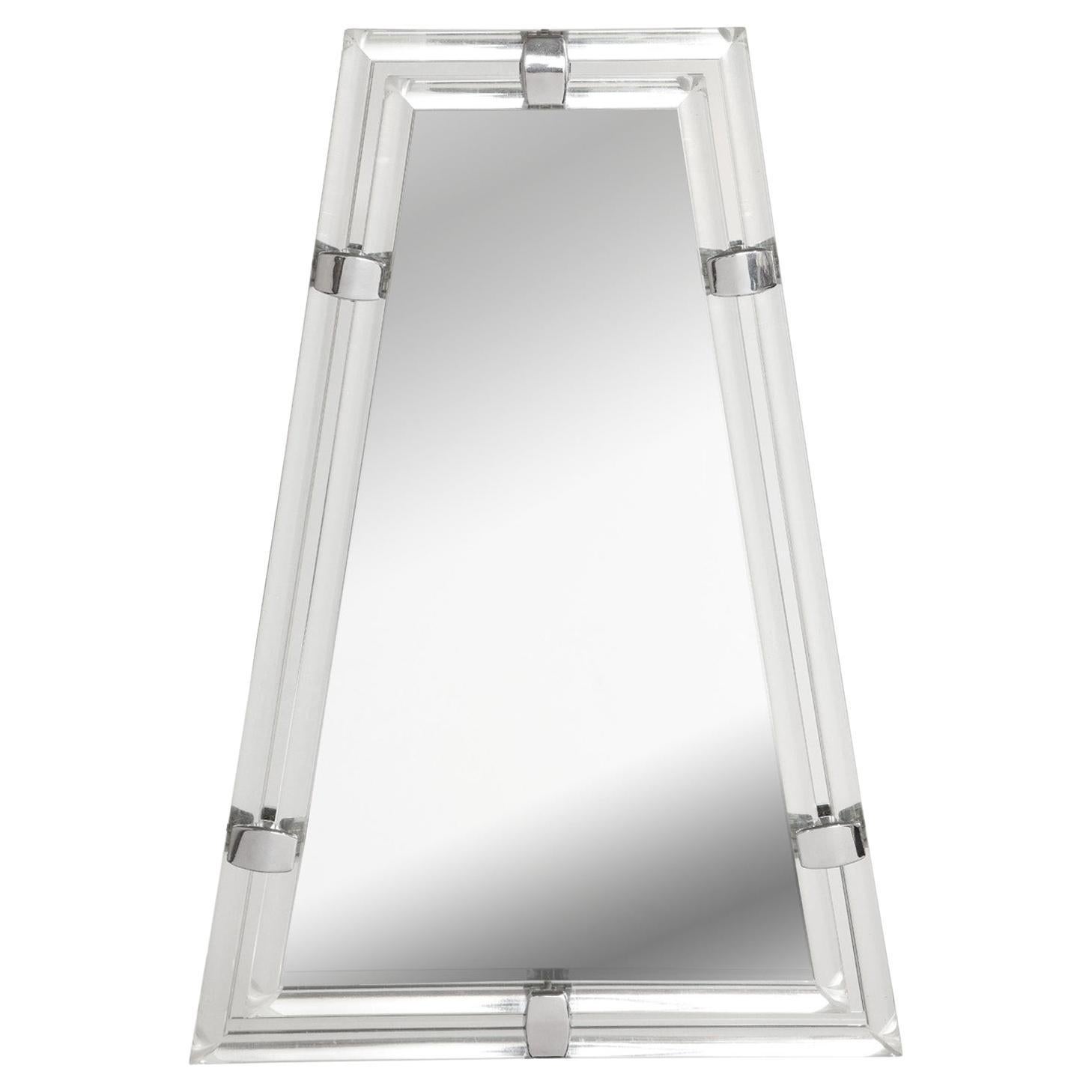 Les Prismatiques Stunning Trapezoidal Wall Hanging "Buckle Mirror", 1970s