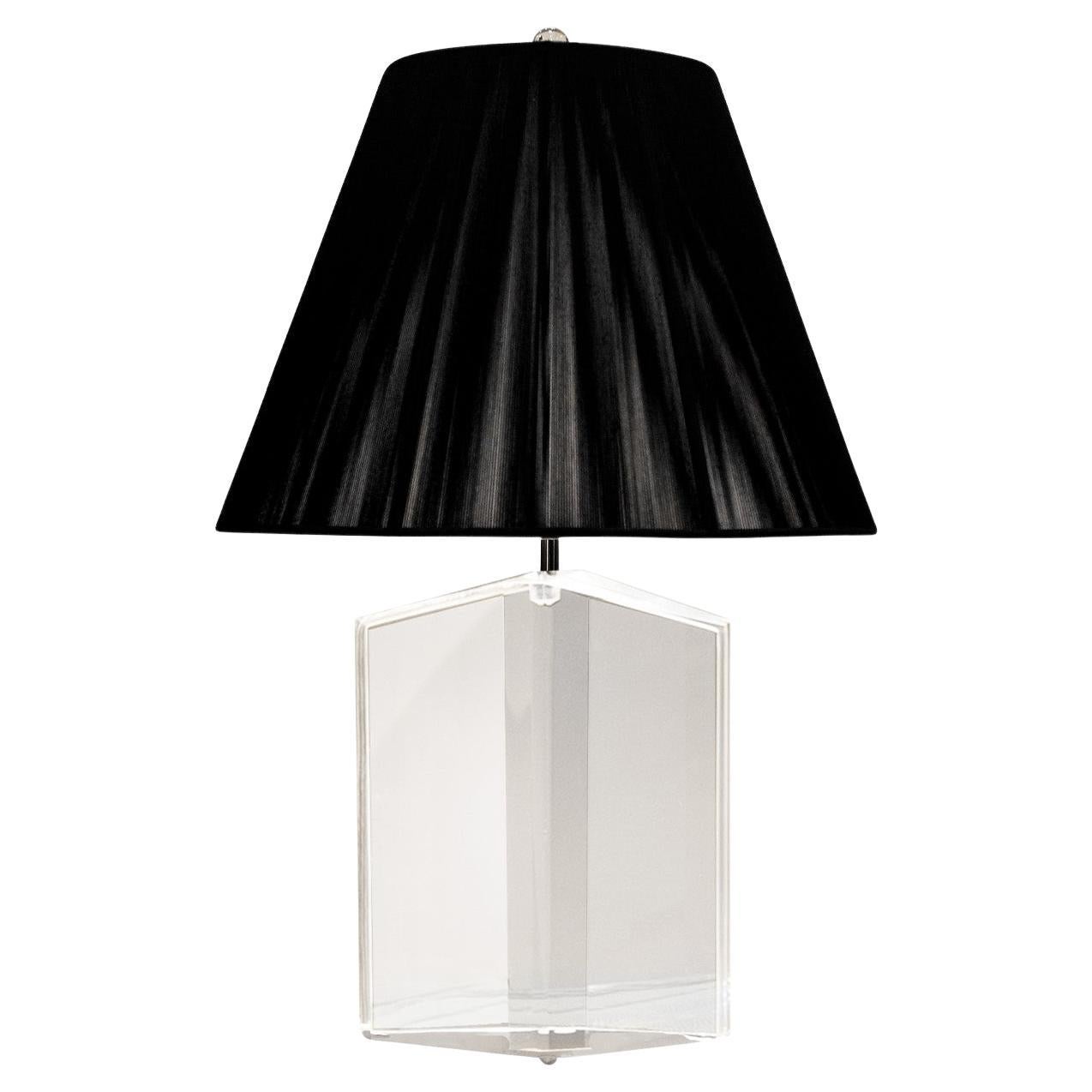 Les Prismatiques Tapering Lucite Table Lamp with Chrome Hardware, 1970s For Sale