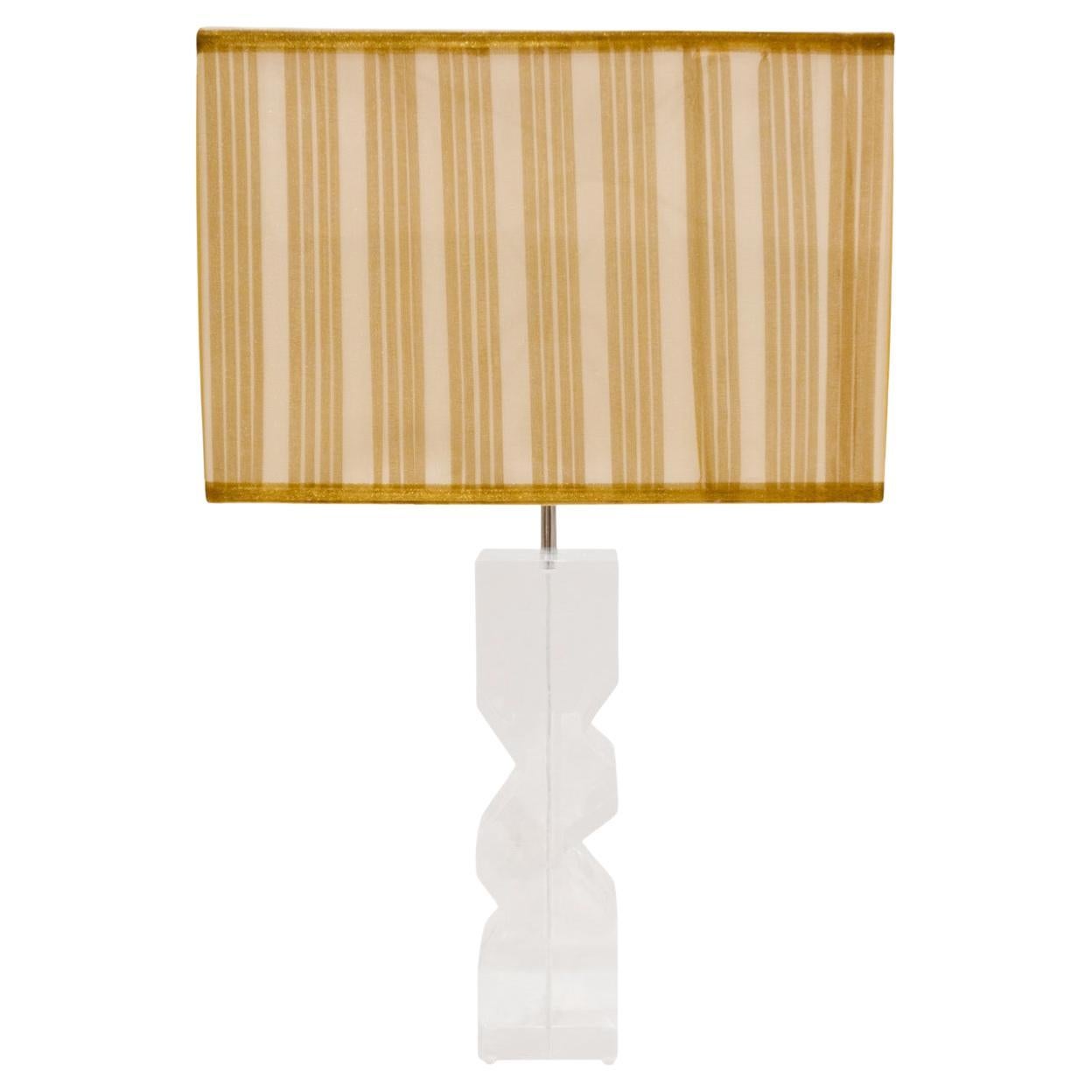Les Prismatiques Zig Zag Table Lamp in Solid Lucite 1970s 'Signed' For Sale
