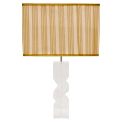 Les Prismatiques Zig Zag Table Lamp in Solid Lucite 1970s 'Signed'