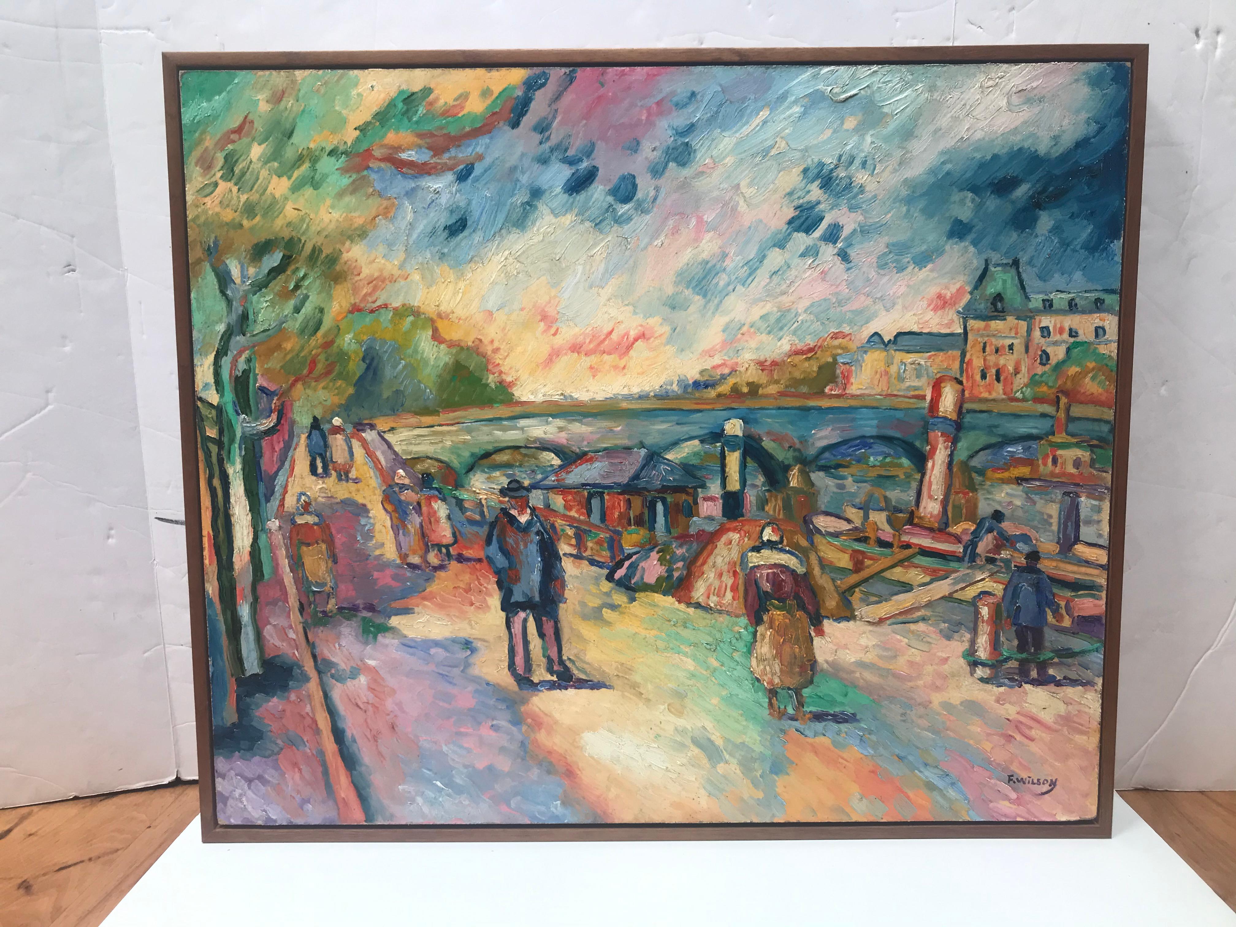 Pat Wilson was a French painter born in 1868 and who died in 1928.
She lived in France and part of her life in the Maghreb.
This painting shows perfectly the influence of the Fauvism art movement with its strong colors.
The painter started at the