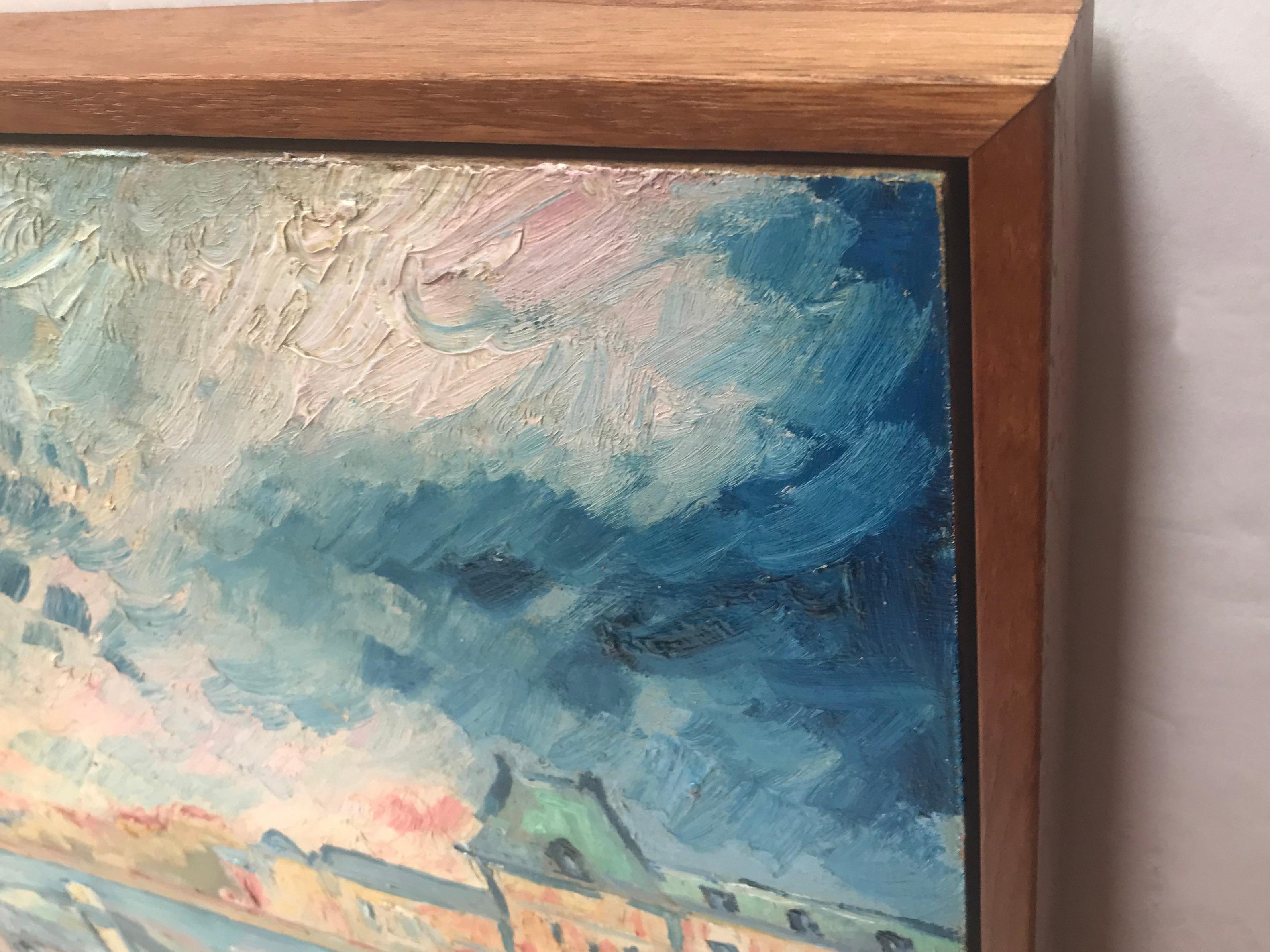 Postimpressionistisches Ölgemälde auf Leinwand „Les Quais De Conti“ von Fauvist Pat. F.  A. Wilson (20. Jahrhundert) im Angebot