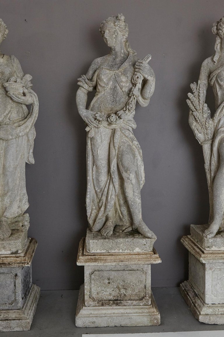 Les Quatre Saisons, the Four Seasons, Cast Stone Garden Statues on