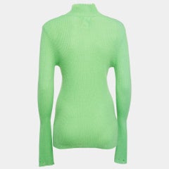 Les R&ecirc;veries Acid Green Cashmere Turtleneck Sweater M
