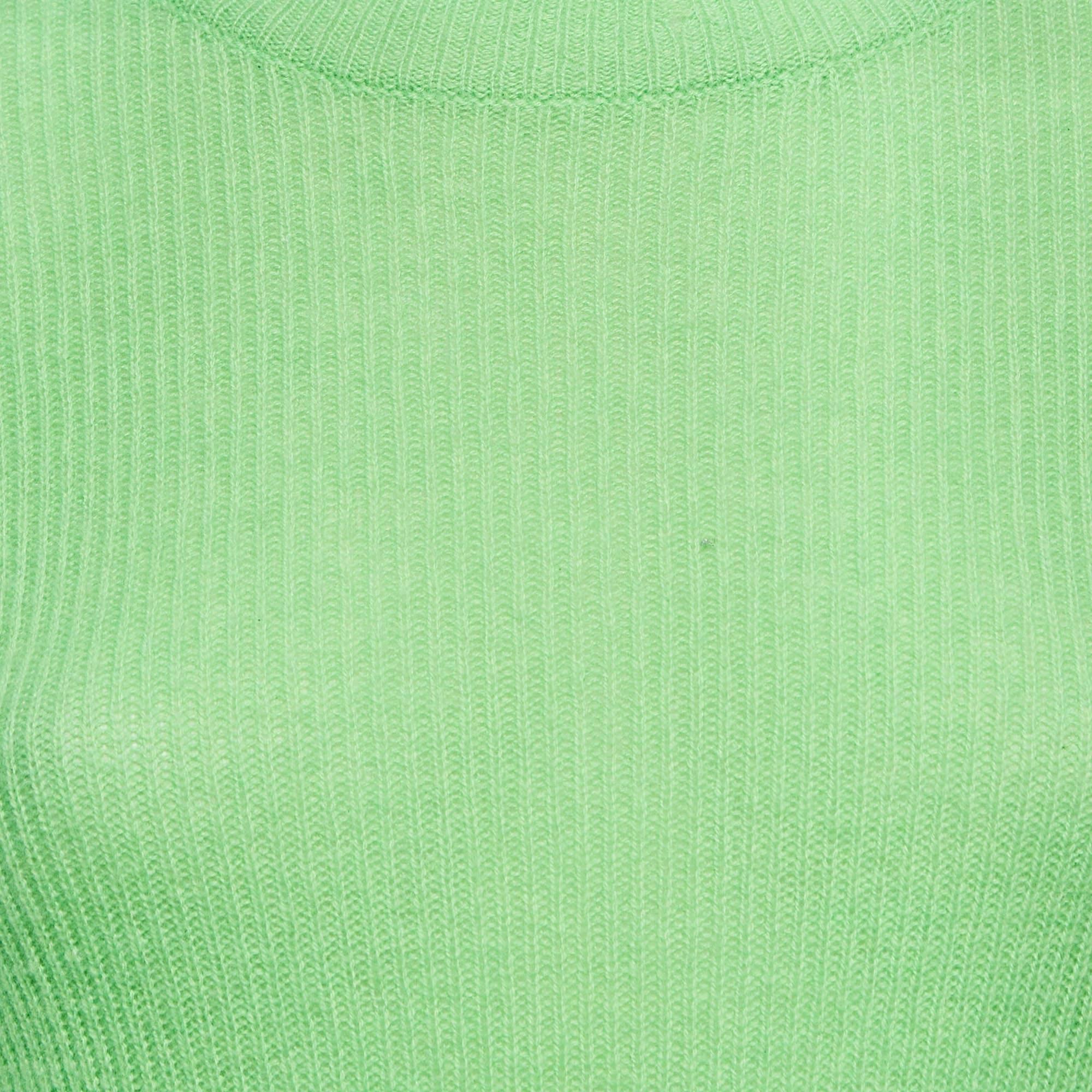 Jersey de cuello alto de cachemira verde ácido Les Rêveries M Verde en venta