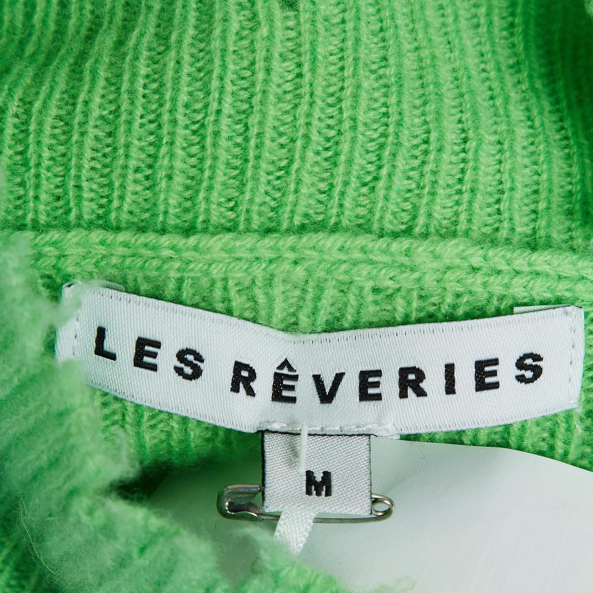 Jersey de cuello alto de cachemira verde ácido Les Rêveries M en Excelente estado para la venta en Dubai, Al Qouz 2