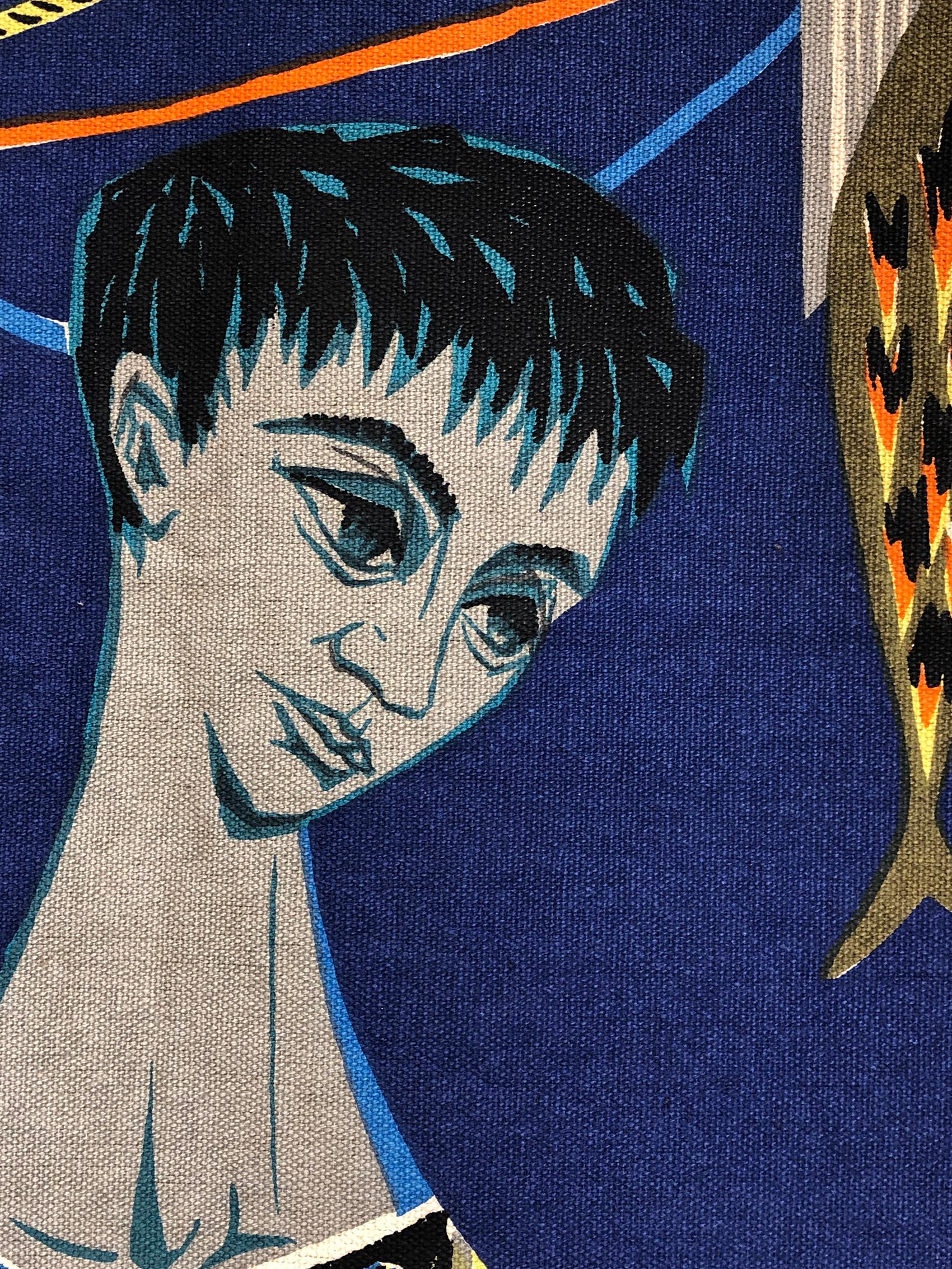 20th Century “Les remailleur de filets” Colorful Tapestry Signed “Robert Debieve”