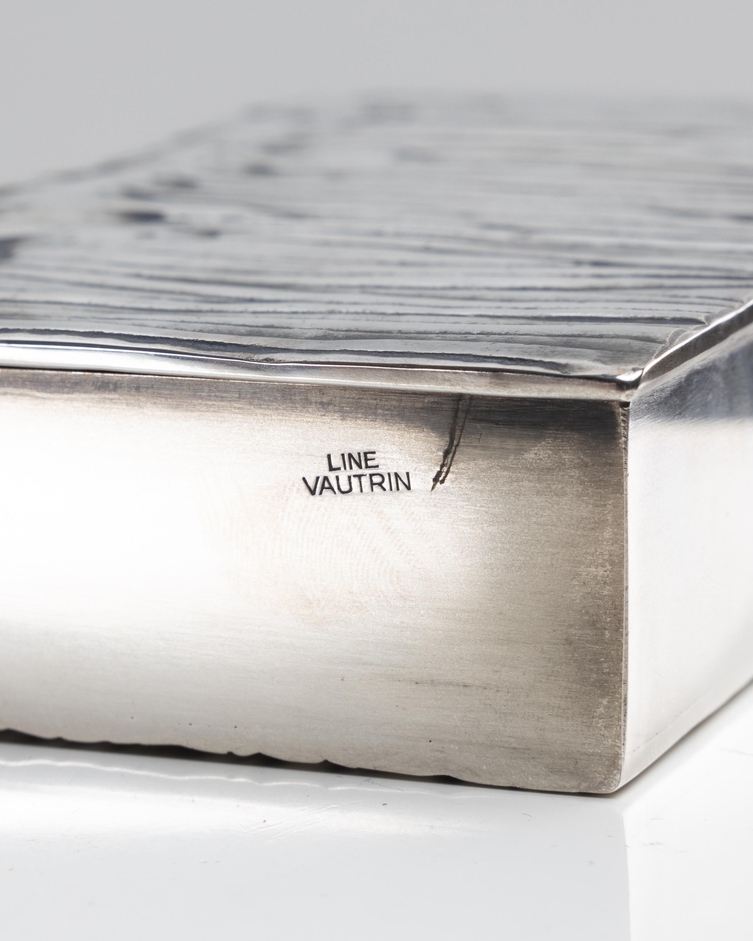 Les roseaux à visage humain by Line Vautrin, double-sided silvered bronze box For Sale 3