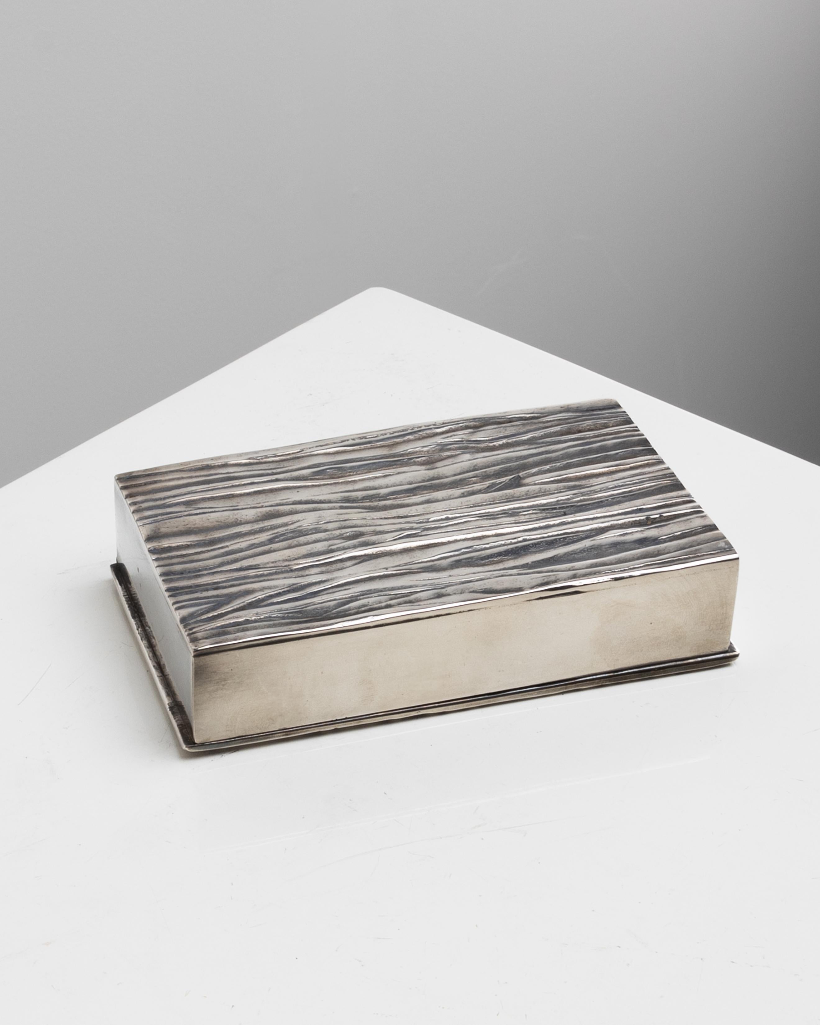 French Les roseaux à visage humain by Line Vautrin, double-sided silvered bronze box For Sale