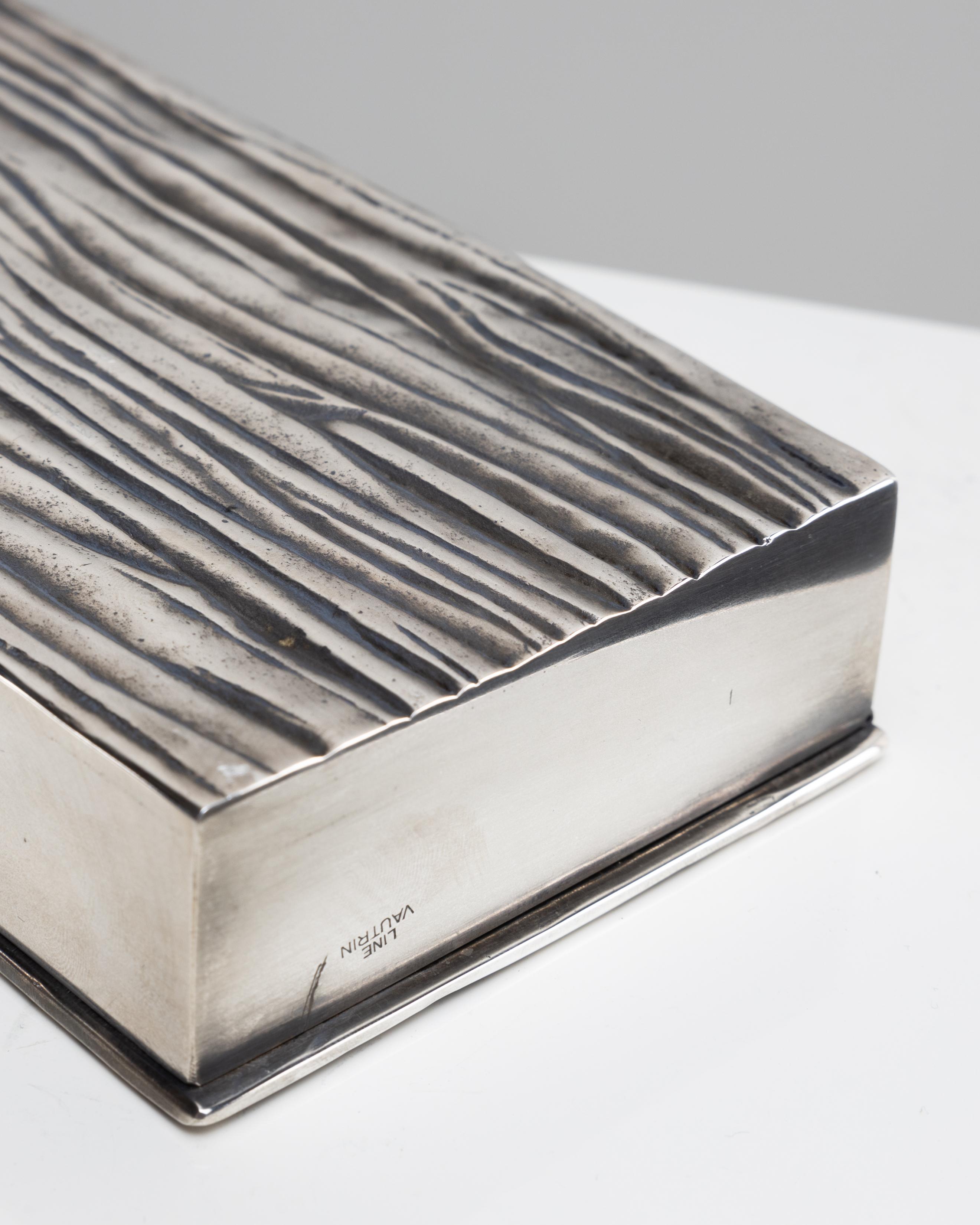 Les roseaux à visage humain by Line Vautrin, double-sided silvered bronze box For Sale 2