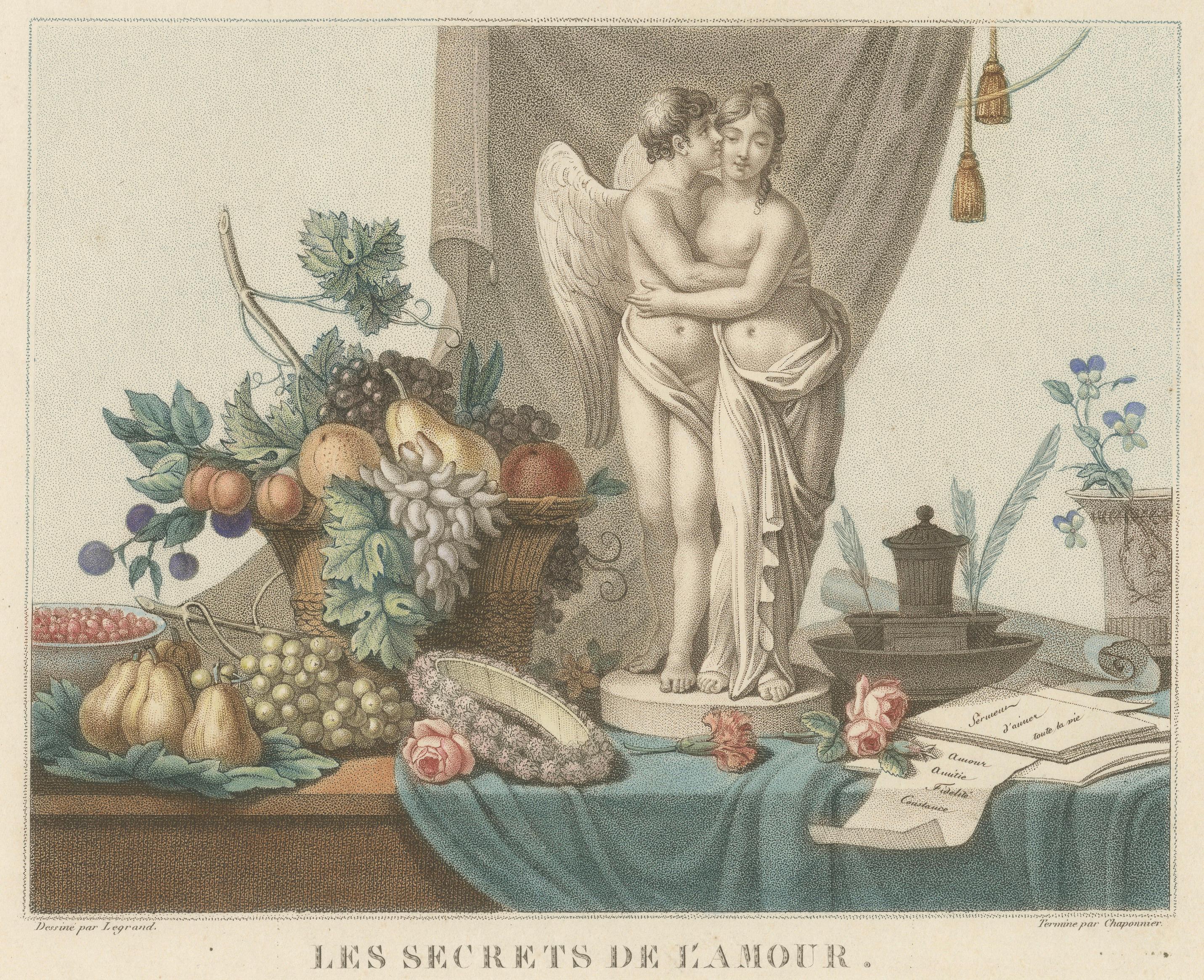 Les Secrets de l'Amour – Original French Color Stipple Engraving, c.1800