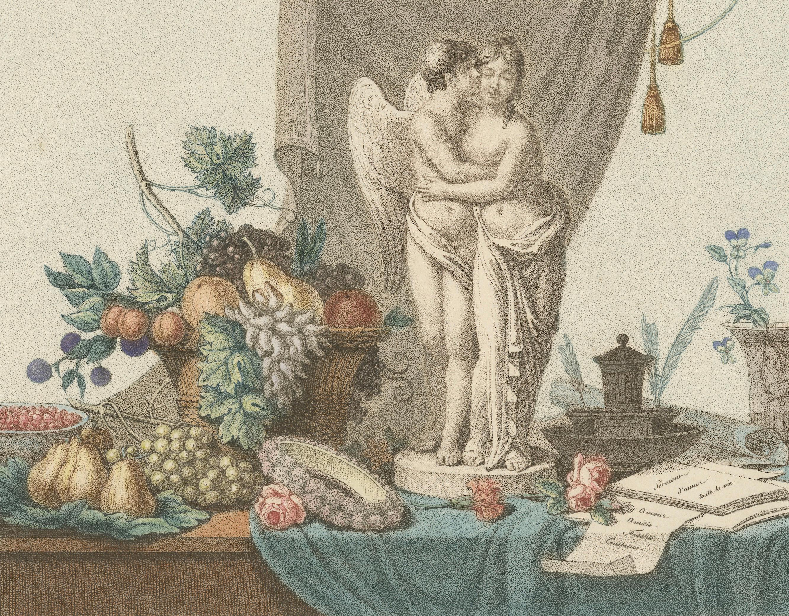 Les Secrets de l'Amour – Original French Color Stipple Engraving, c.1800