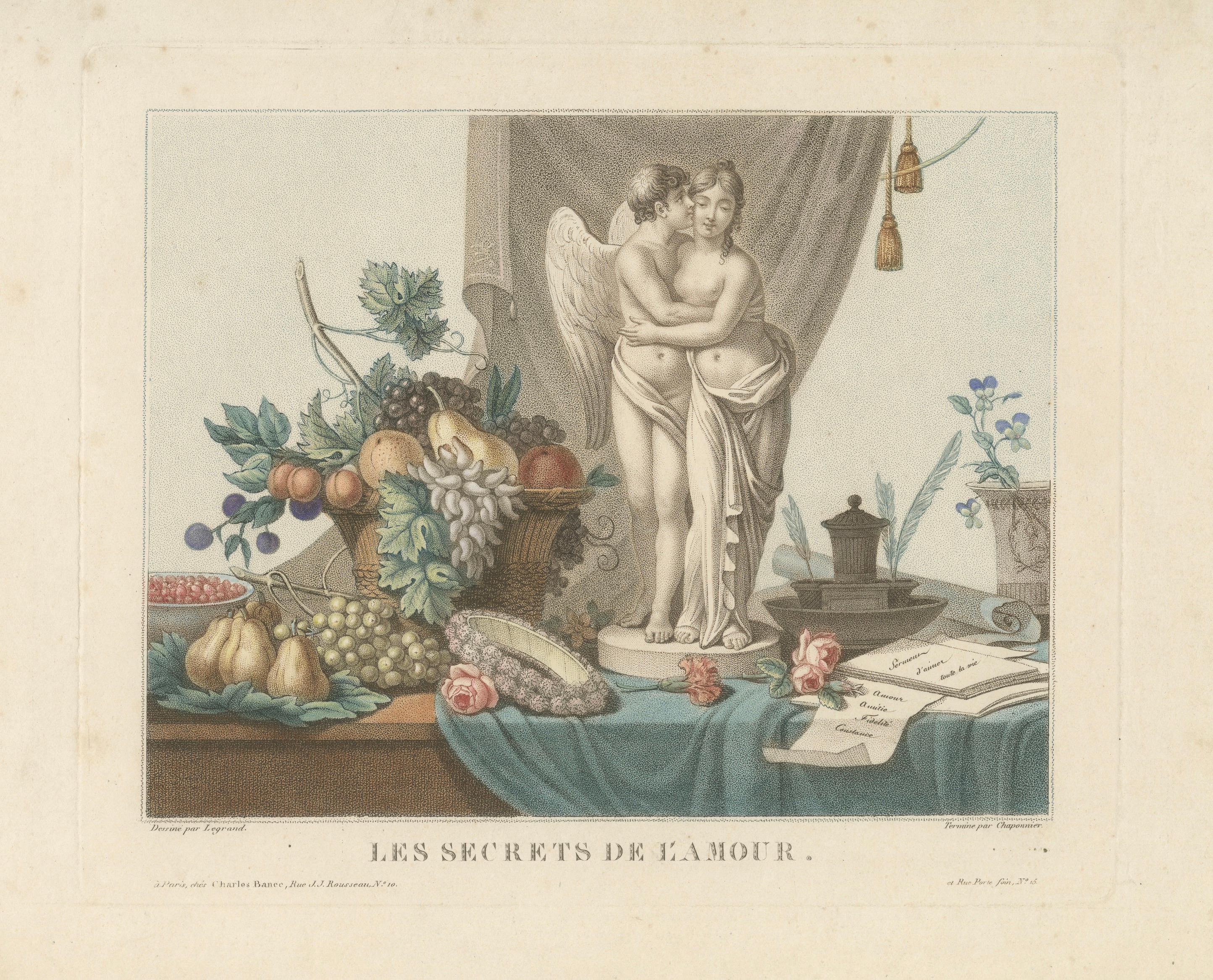 Les Secrets de l'Amour – Original French Color Stipple Engraving, c.1800