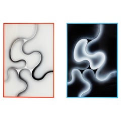 Les Simonnets pezzi unici dittico pittura su lucite incorniciato 1996