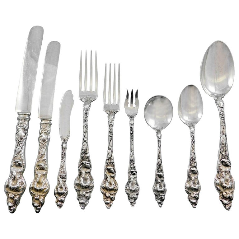 Les Six Fleurs Reed And Barton Sterling Silver Flatware Set Service 72 Pcs Dinner For Sale At 1stdibs